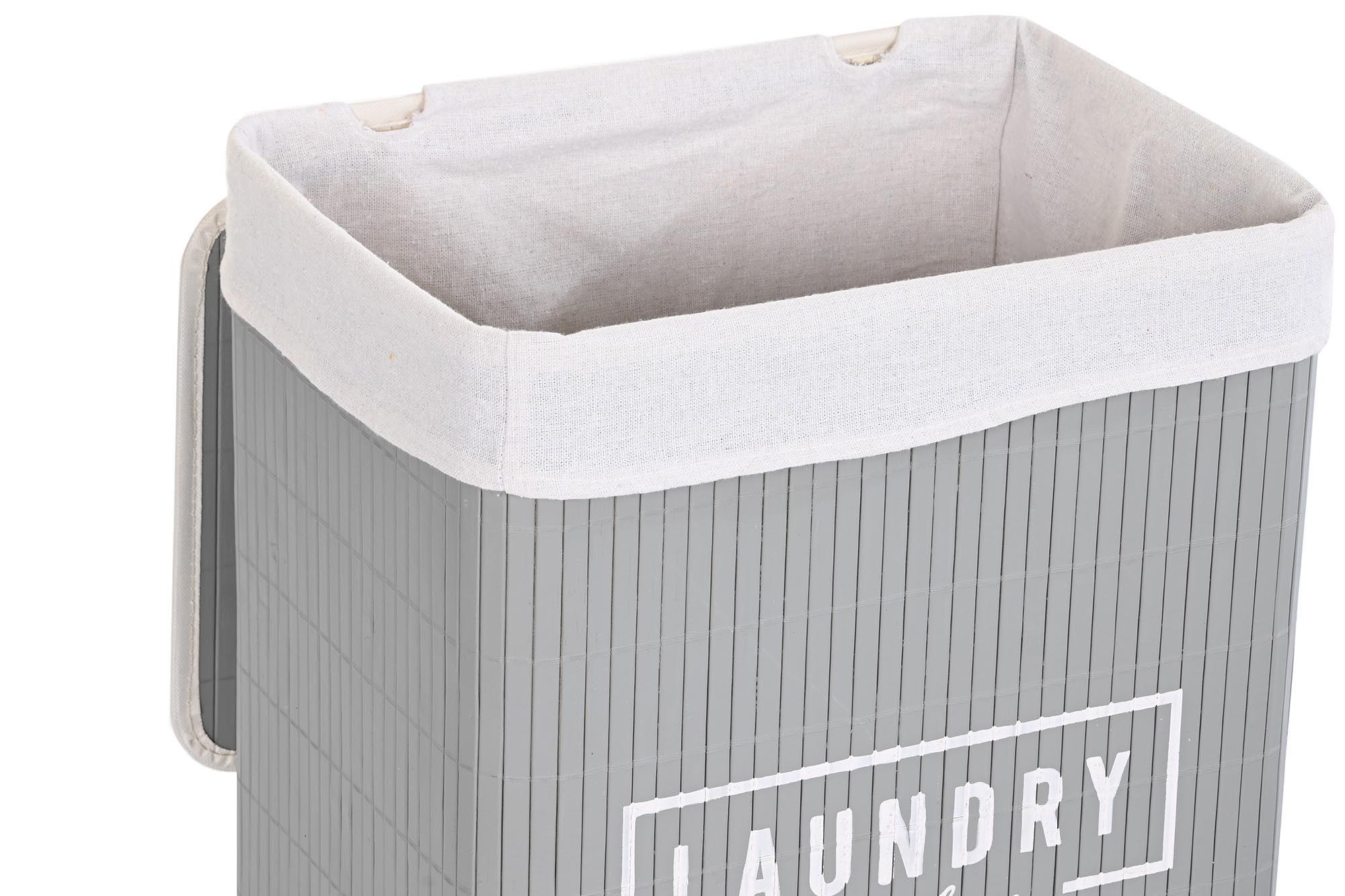 Conjunto de 6 cestos de roupas de bambu e poliéster 40x30x46