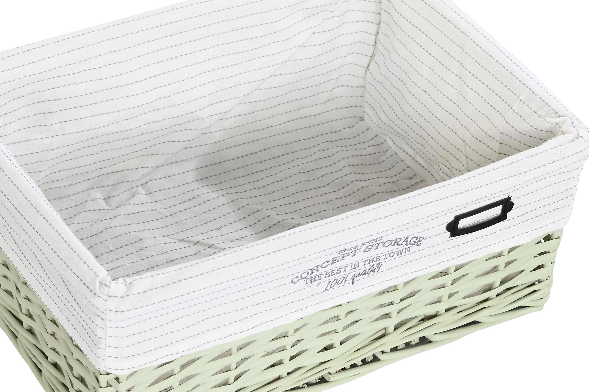 Conjunto de 5 cestos de roupa suja de vime em poliéster 44x34x56 verde
