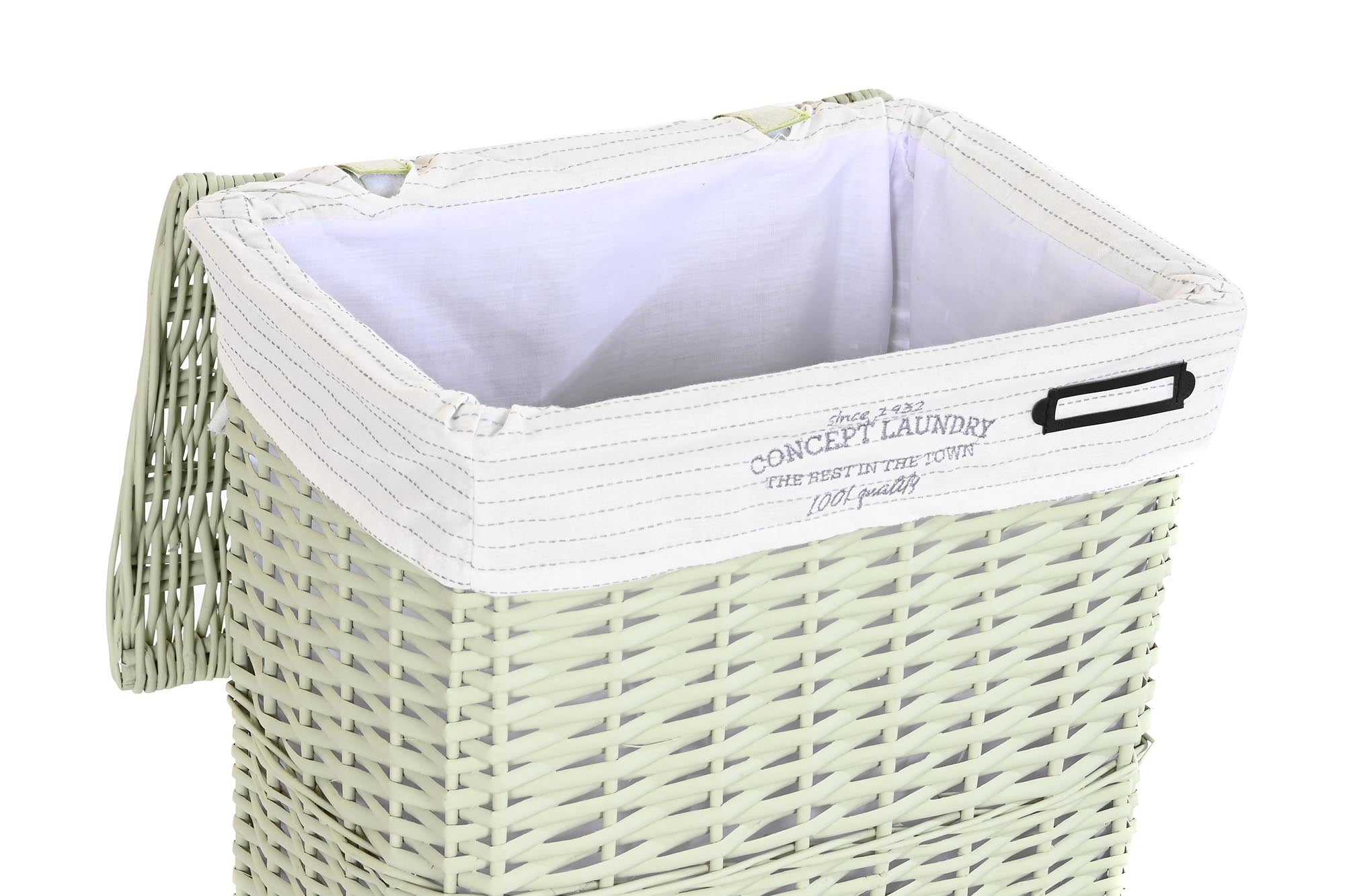 Conjunto de 5 cestos de roupa suja de vime em poliéster 44x34x56 verde