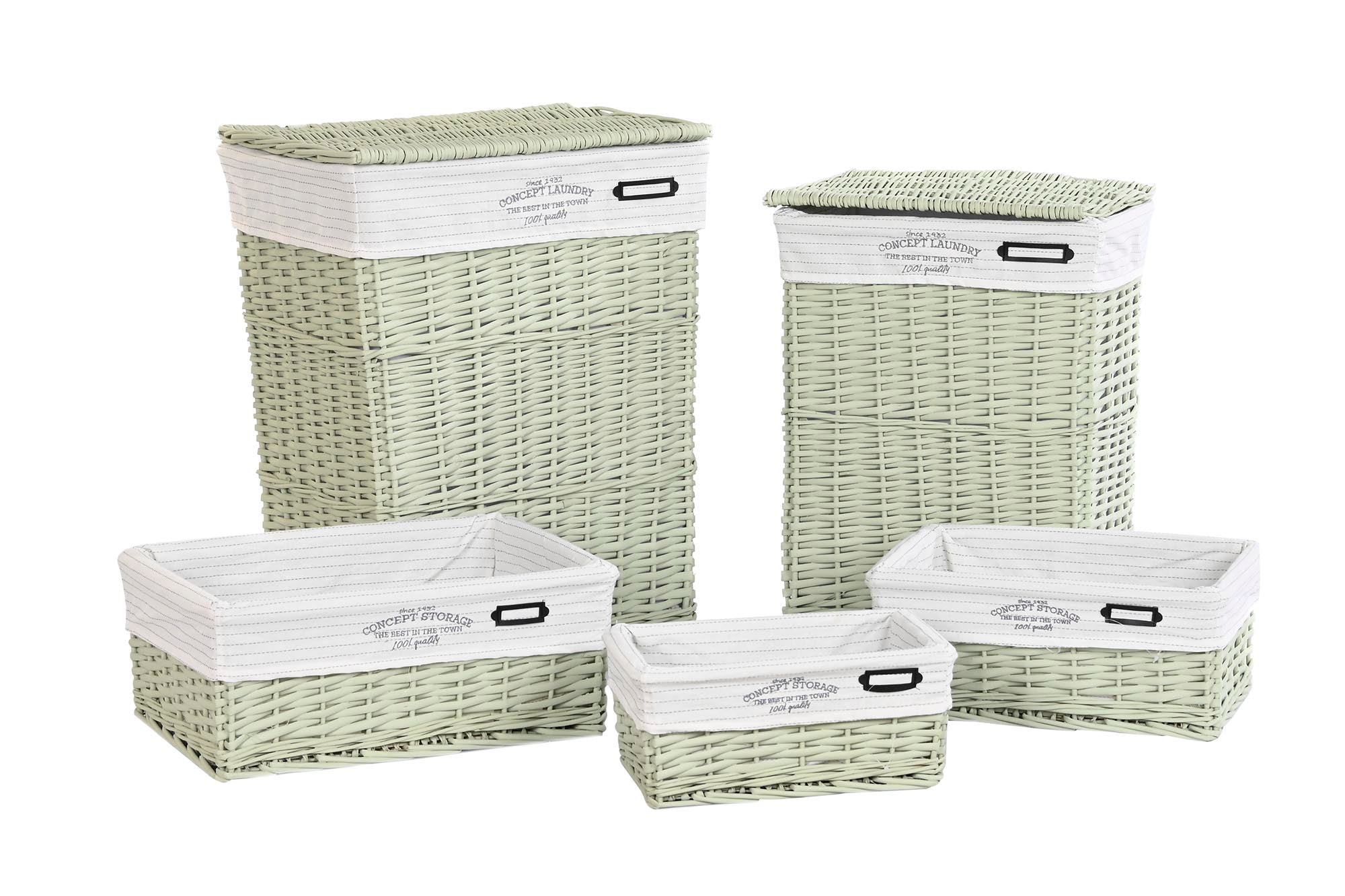 Cesta Ropa Set 5 Mimbre Poliester 44X34X56 Verde