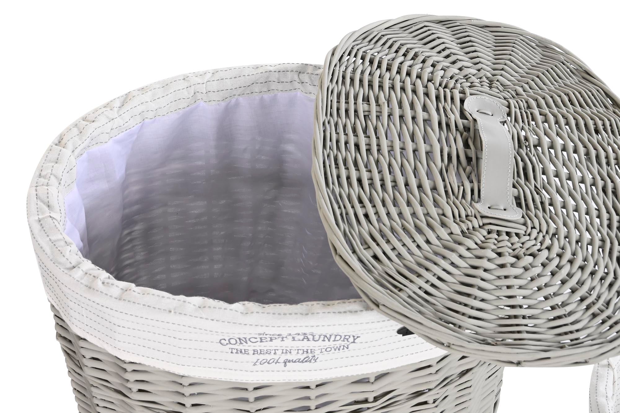 Laundry Basket Set of 5 Wicker Polyester 52X38X57 Grey