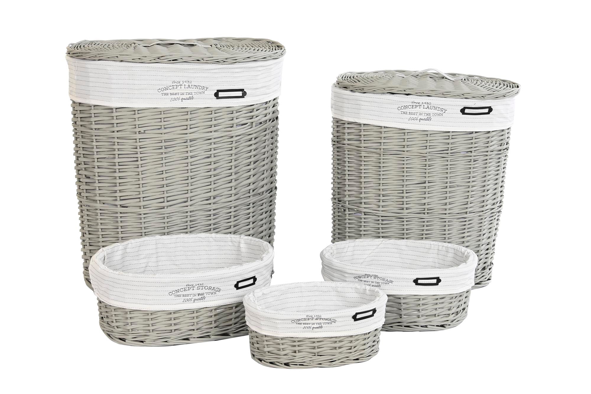 Cesta Ropa Set 5 Mimbre Poliester 52X38X57 Gris