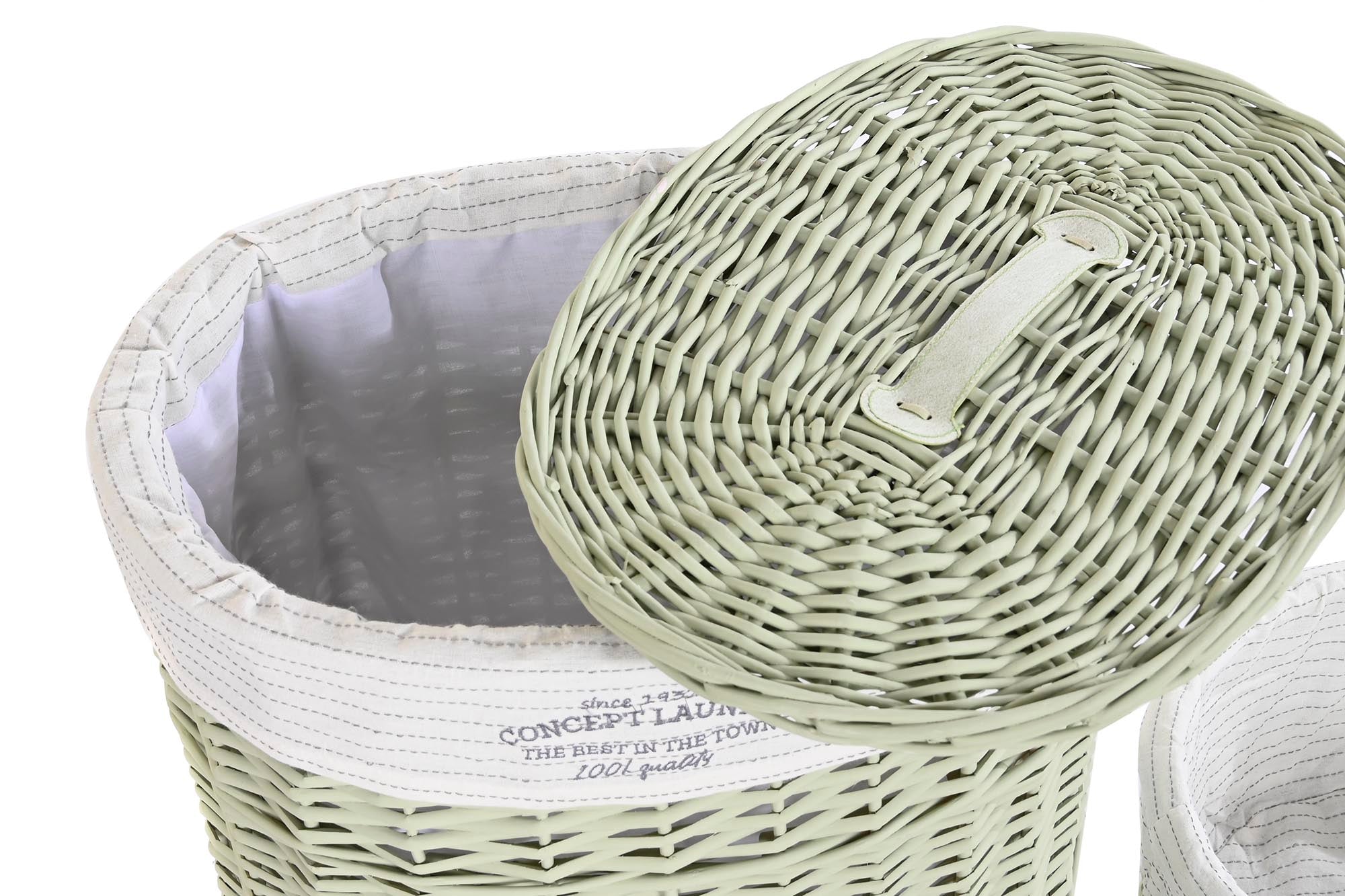 Laundry Basket Set 5 Wicker Polyester 51X37X56 Green