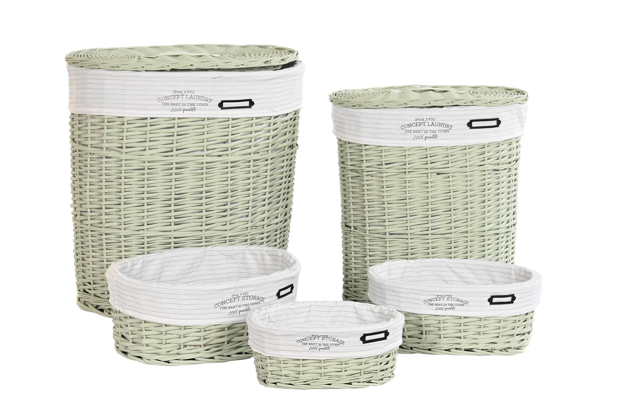 Cesta Ropa Set 5 Mimbre Poliester 51X37X56 Verde