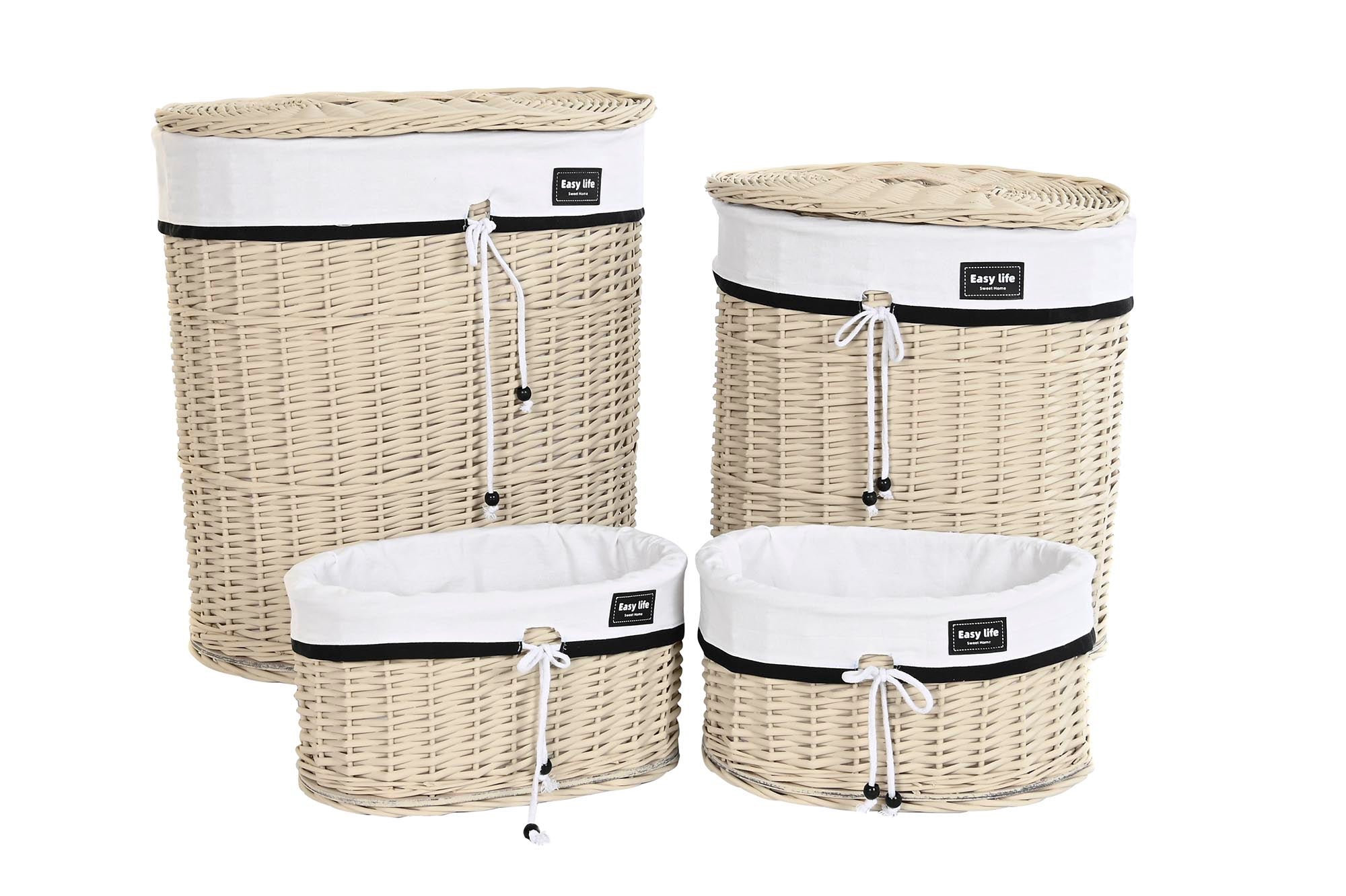 Cesta Ropa Set 4 Mimbre Poliester 51X38X58 Beige