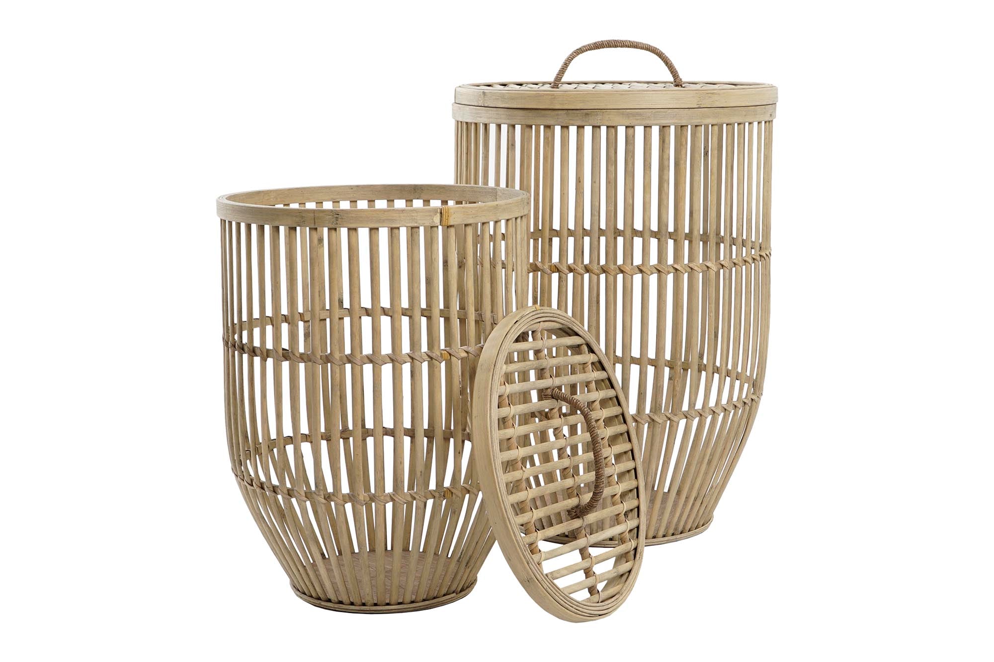 Cesta Set 2 Bambu 40X40X61 Con Tapa Natural