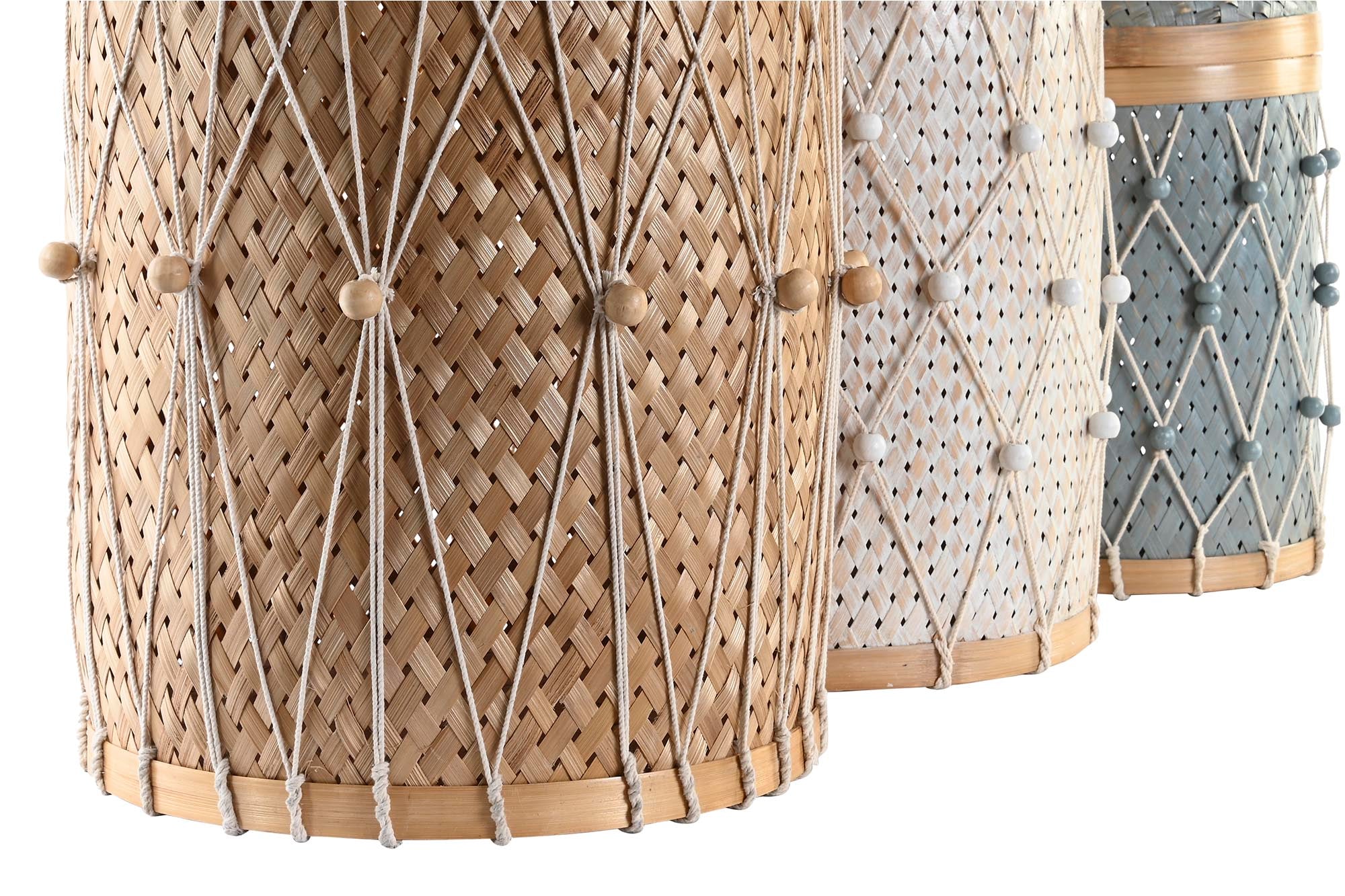 Conjunto de 3 cestos de algodão de bambu 46x46x58 35x46 30x38