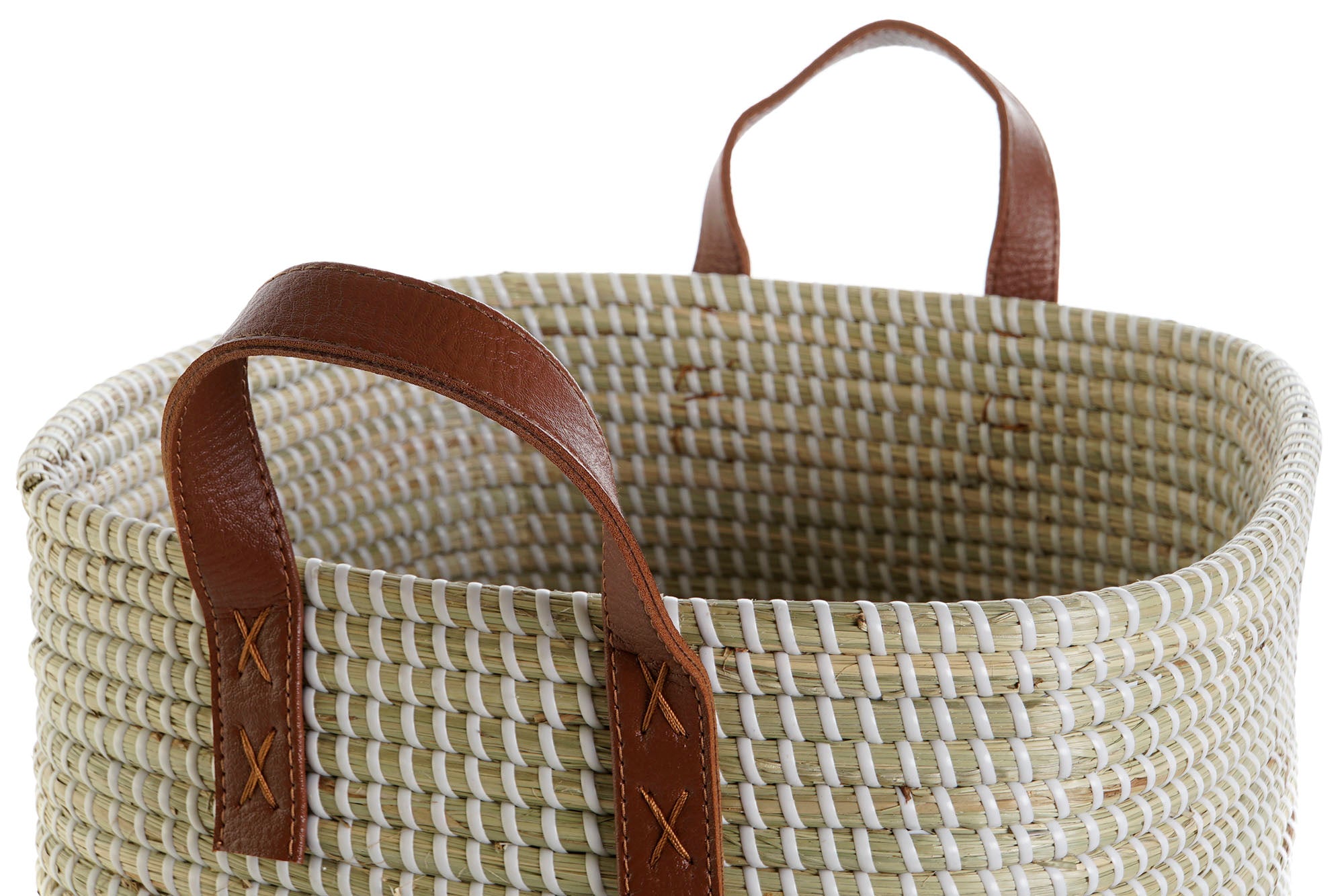 Basket Set 2 Seagrass Pu 38X38X35 Natural