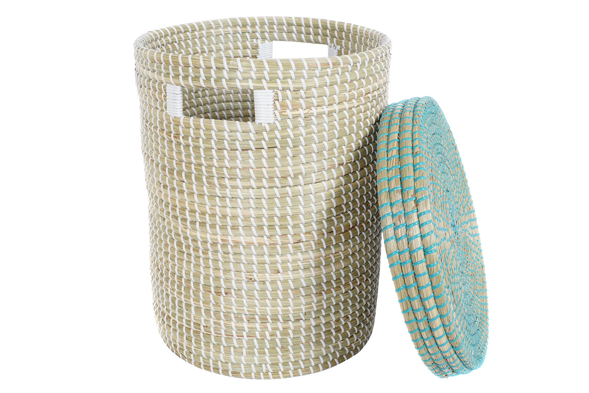 Basket Set 2 Seagrass 44X44X51 Natural Lid