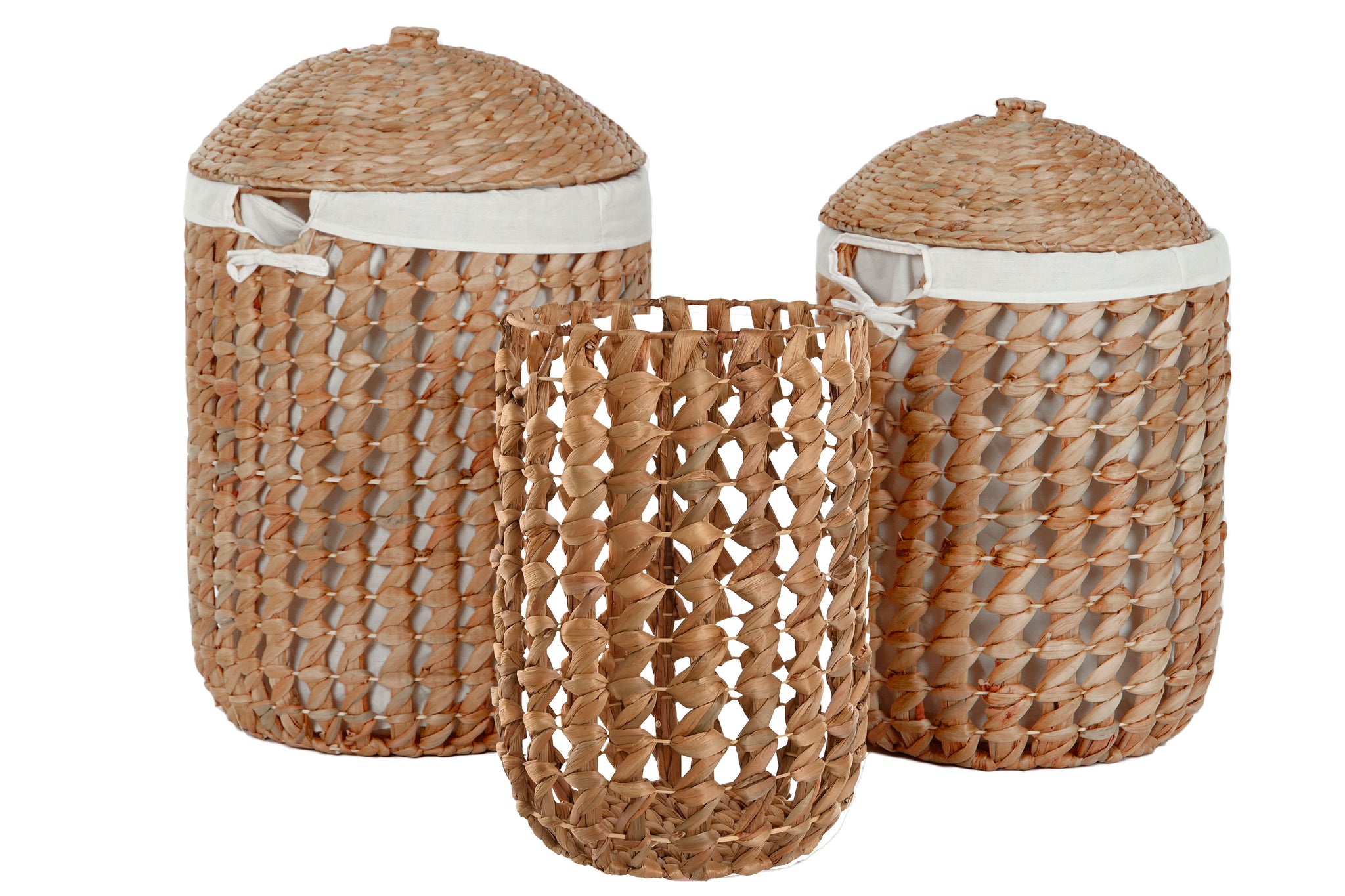Clothes Basket Set 3 Linen Fiber 46X46X69 Natural