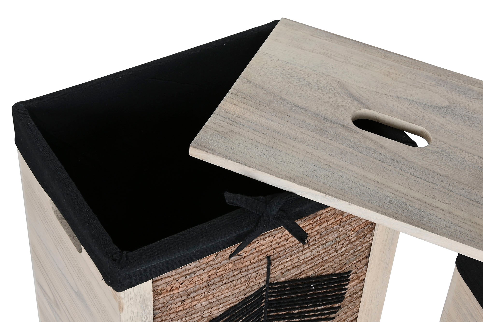 Conjunto de 5 cestos de roupa suja em fibra de madeira trançada 40x30x56