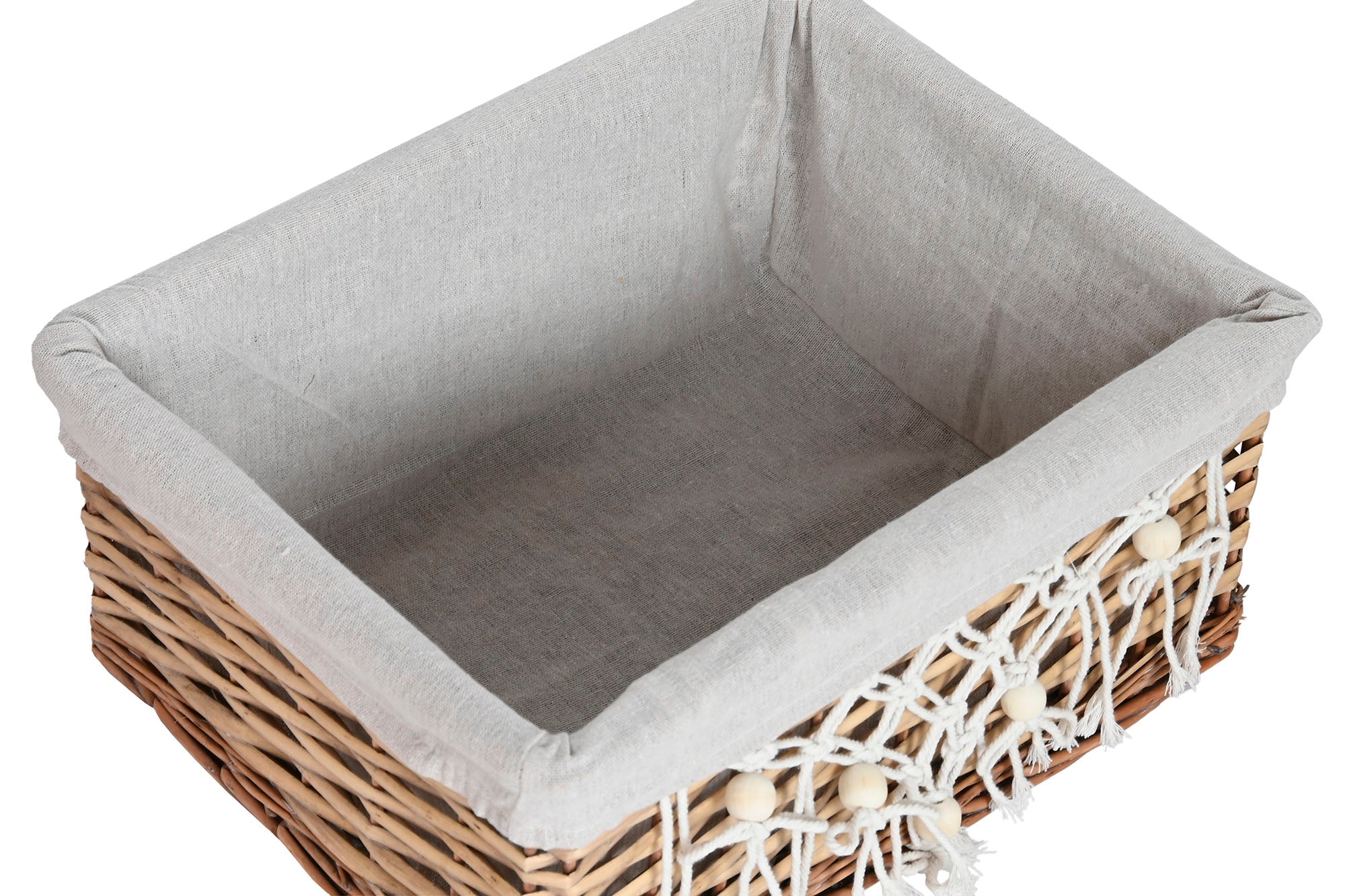 Laundry Basket Set of 5 Wicker Cotton 47x35x55 Natural