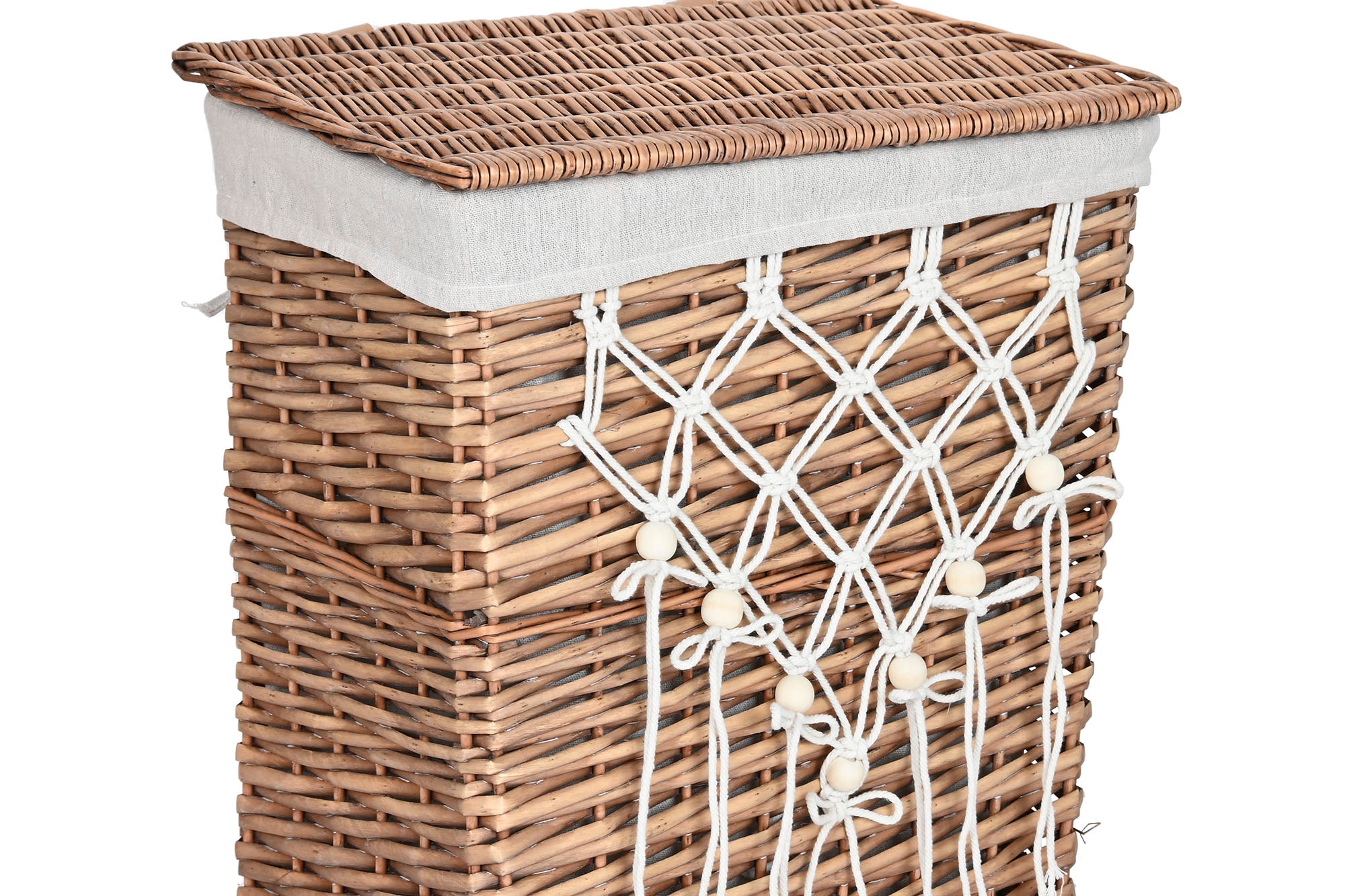 Laundry Basket Set of 5 Wicker Cotton 47x35x55 Natural