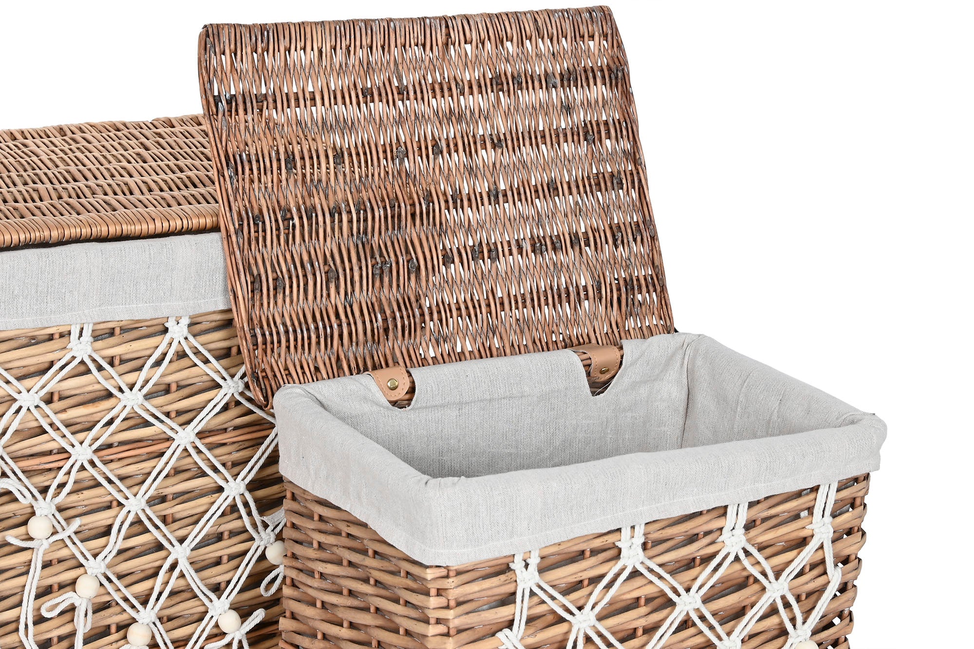 Laundry Basket Set of 5 Wicker Cotton 47x35x55 Natural