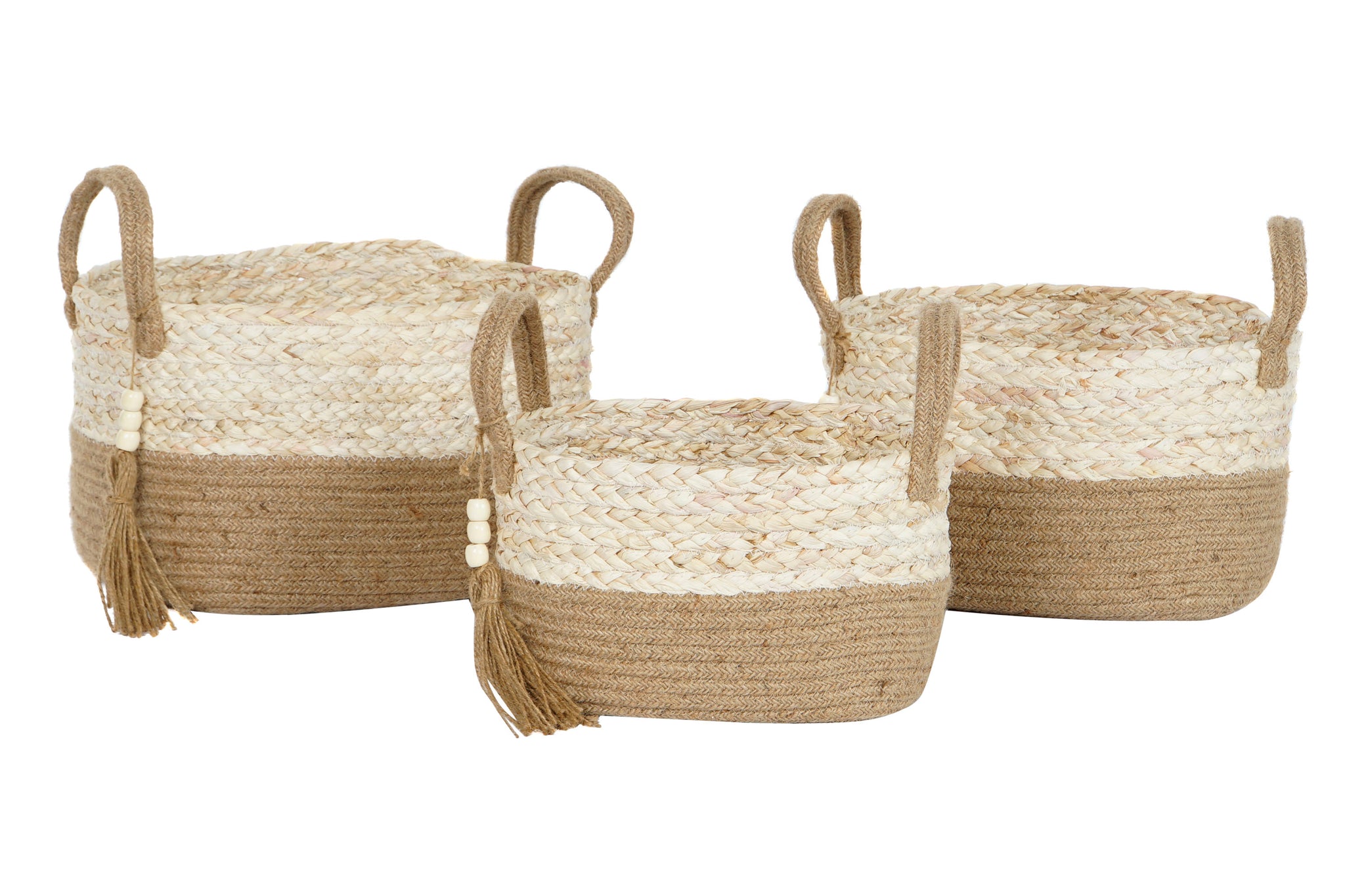 Cesta Set 3 Maiz Trenzado Yute 41X30X33 Con Asas