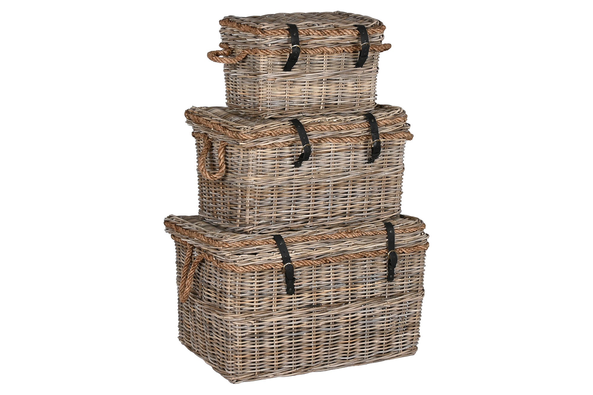 Baul Set 3 Ratan 86X52X56 Gris Claro