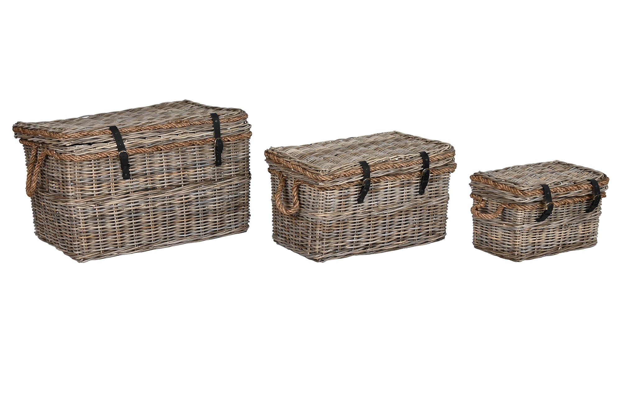 Baul Set 3 Ratan 86X52X56 Gris Claro
