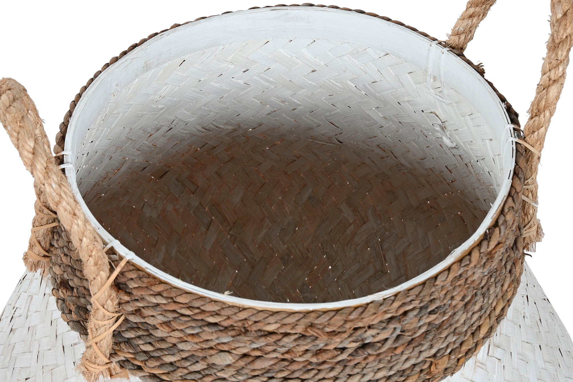 Basket Set 3 Bamboo 55X55X54 White