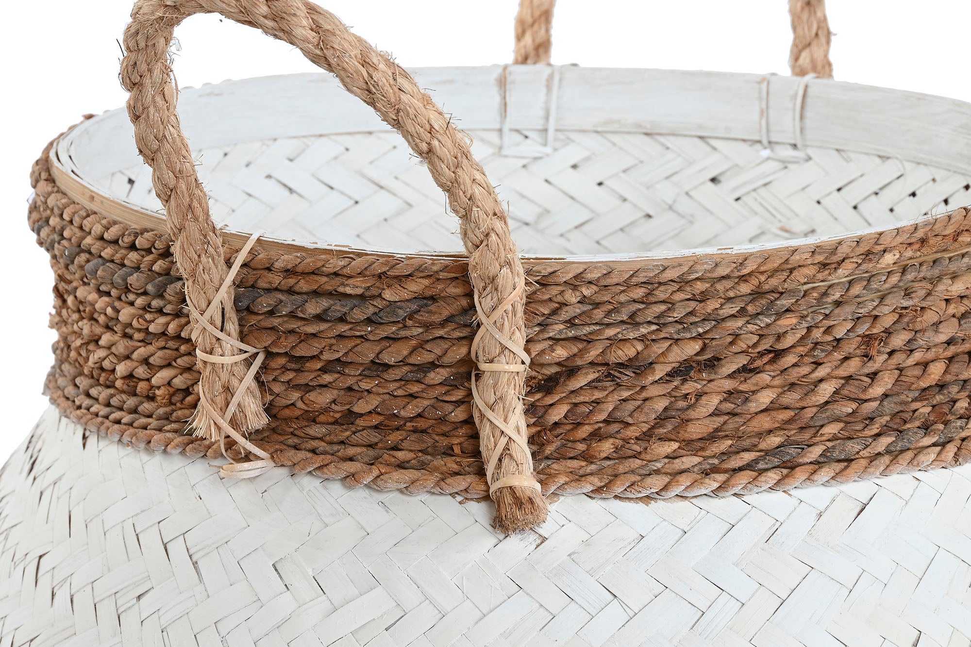 Basket Set 3 Bamboo 55X55X54 White