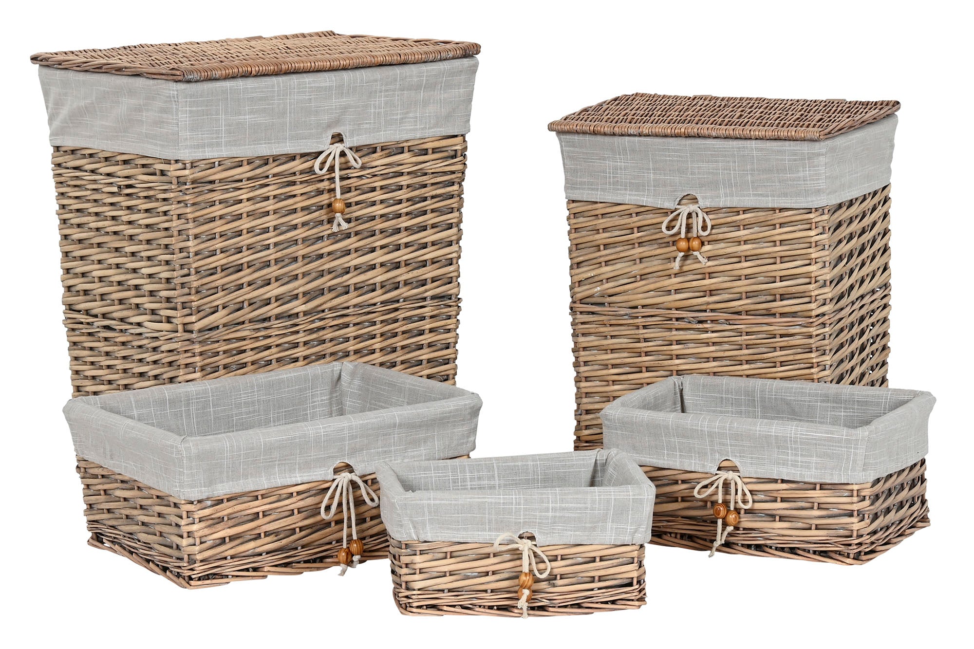 Cesta Ropa Set 5 Mimbre Algodon 47X35X55 Beige