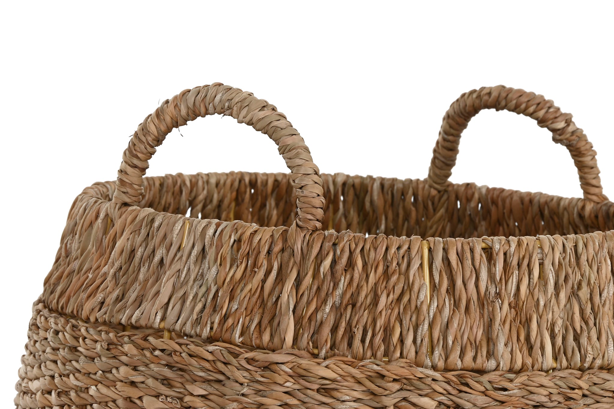 Basket Set 3 Seagrass Metal 45X45X29 Natural