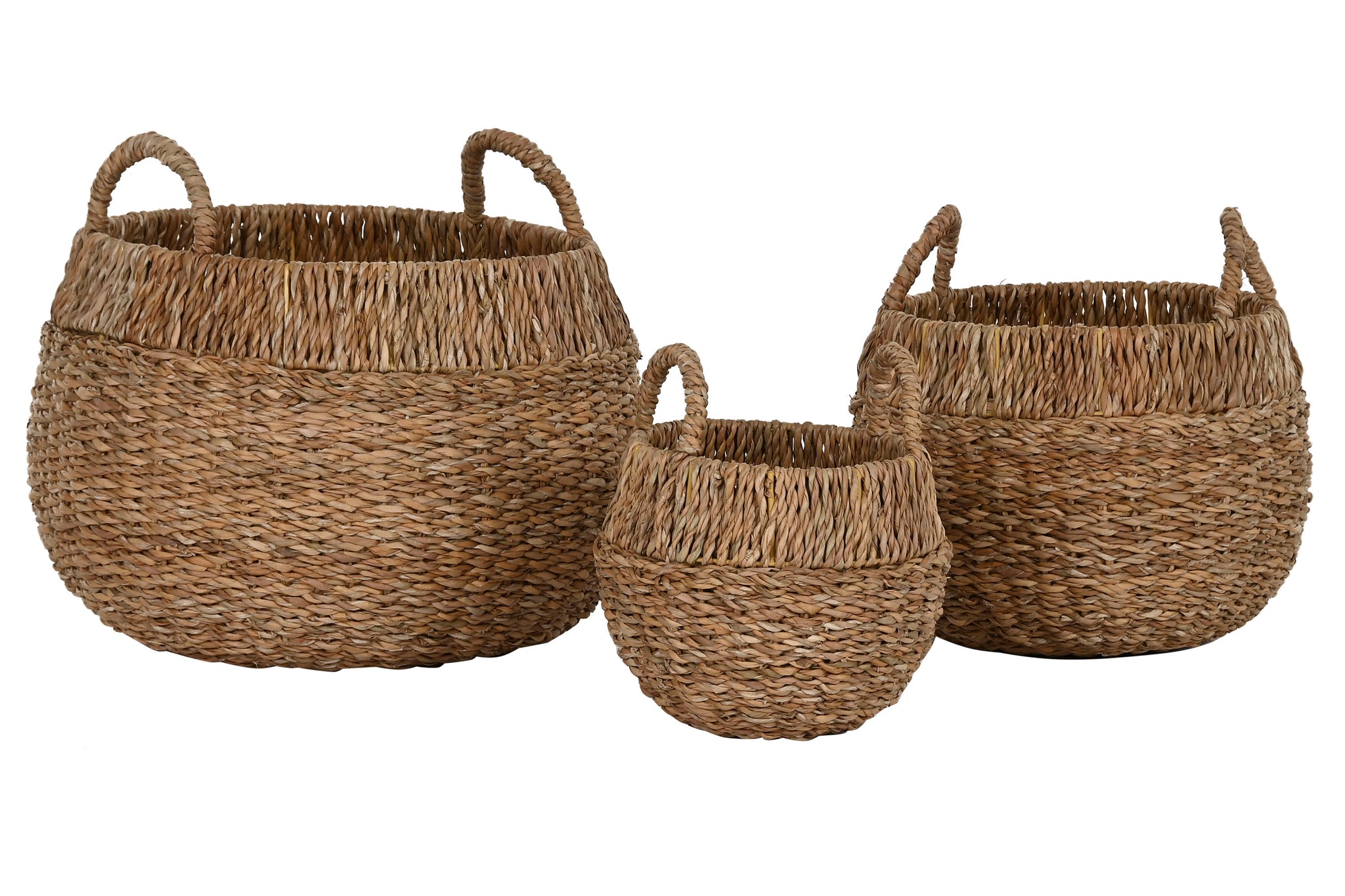 Basket Set 3 Seagrass Metal 45X45X29 Natural