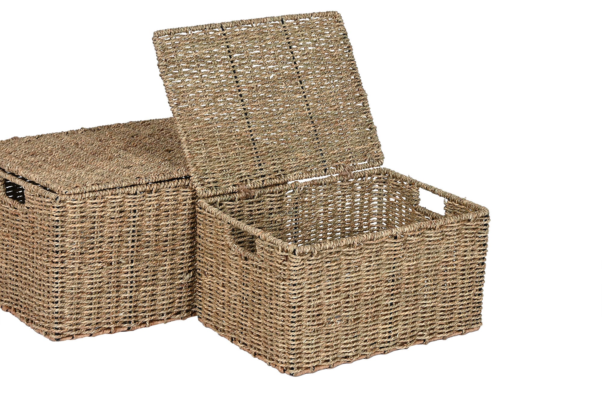 Cesta Set 3 Fibra Metal 46X36X26 Baul Natural