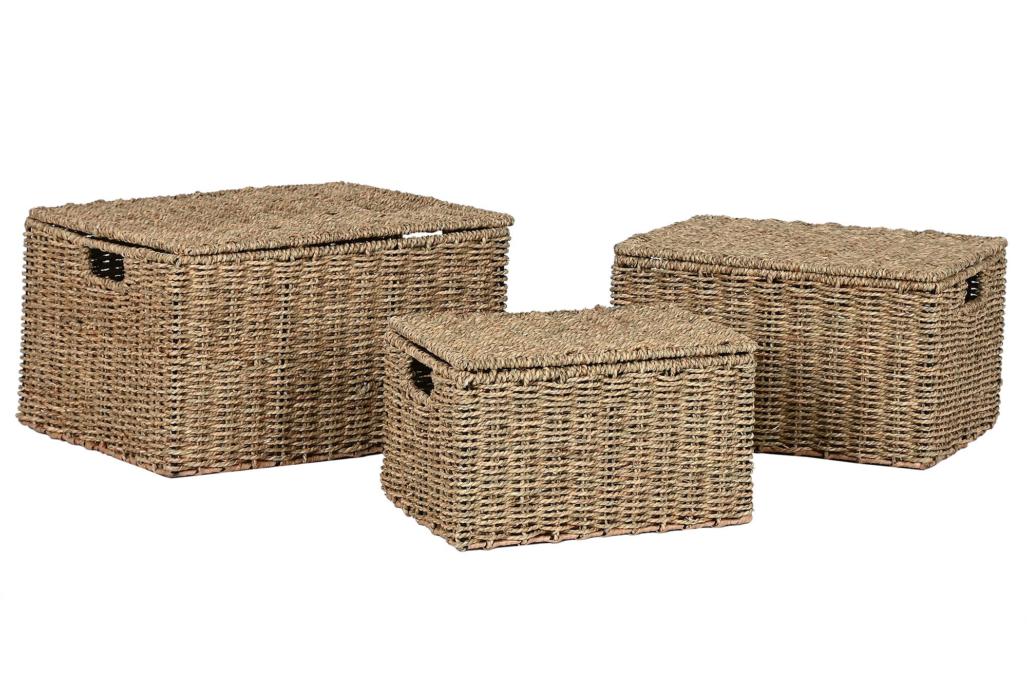 Cesta Set 3 Fibra Metal 46X36X26 Baul Natural