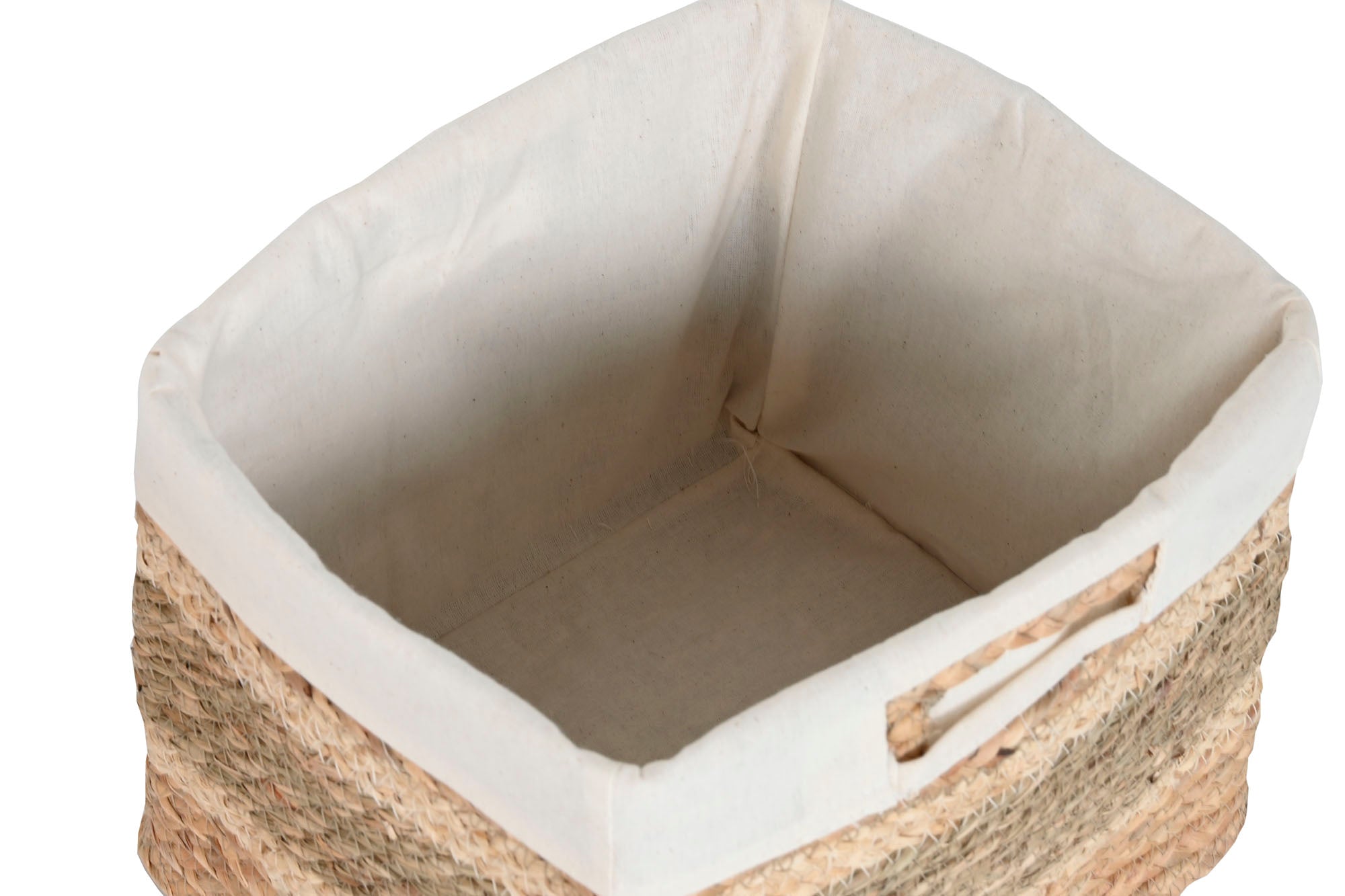 Basket Set 3 Seagrass Fabric 40X33X28 Natural