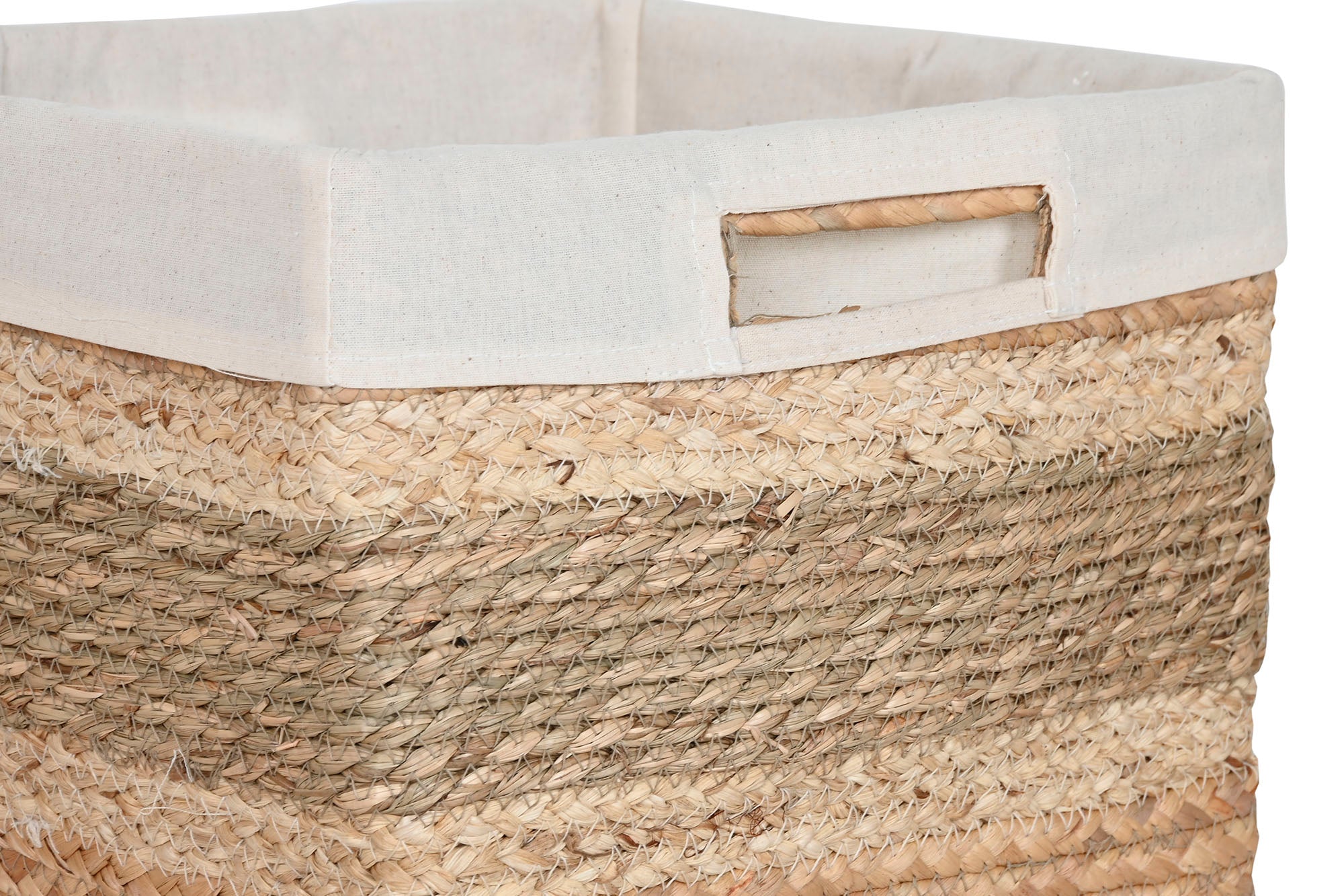 Basket Set 3 Seagrass Fabric 40X33X28 Natural