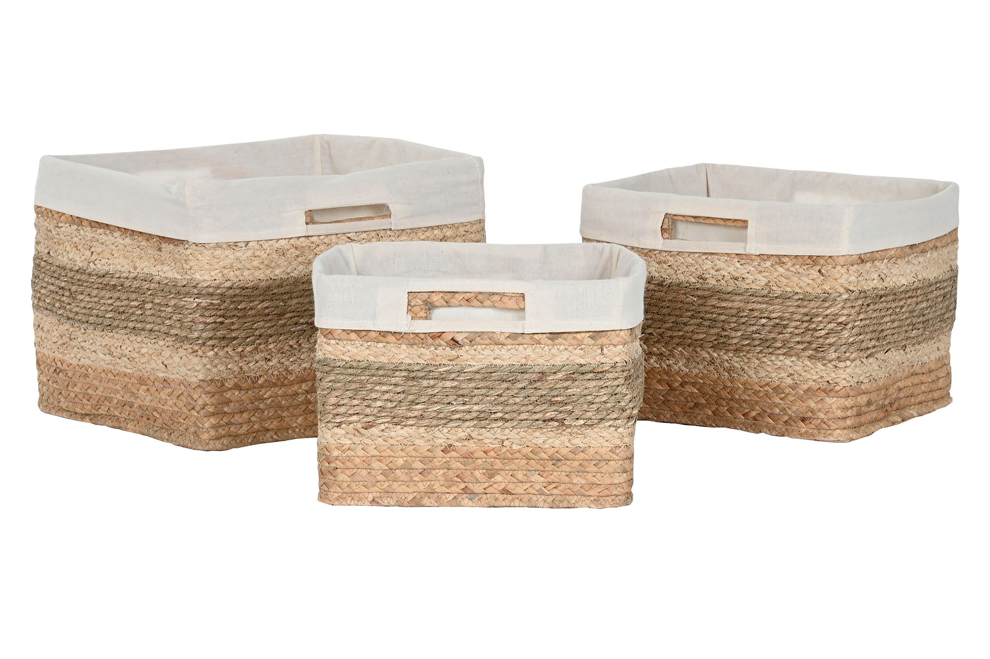 Cesta Set 3 Seagrass Tela 40X33X28 Natural