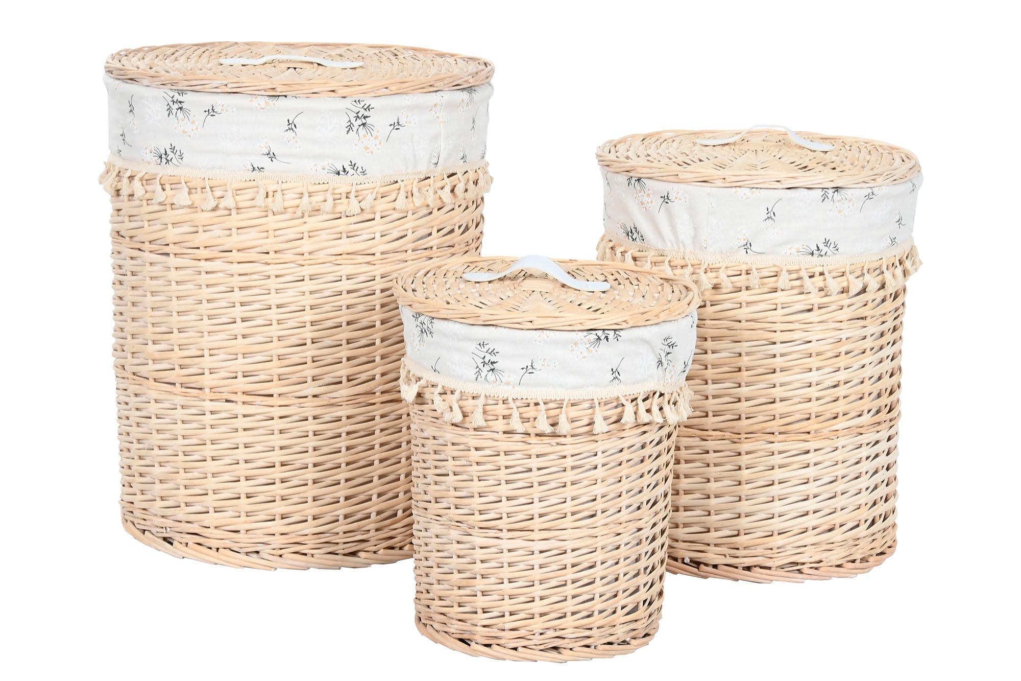 Cesta Ropa Set 3 Mimbre Algodon 45X45X55 Natural