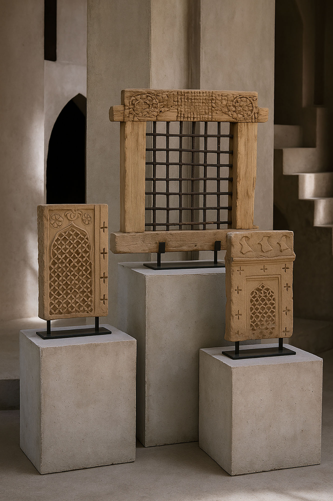 Decoracion Teca 65X18X75 Vertical Pieza Unica