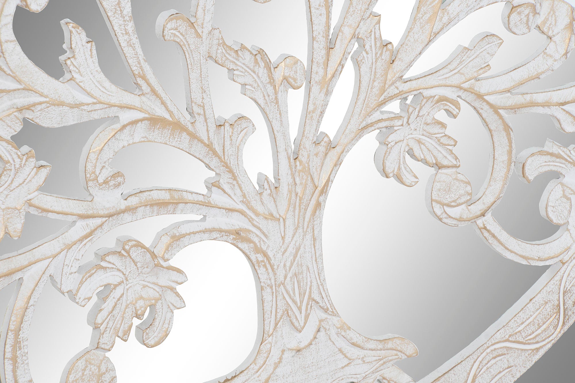 Decoracion Pared Mdf Espejo 90X2X90 Arbol Blanco