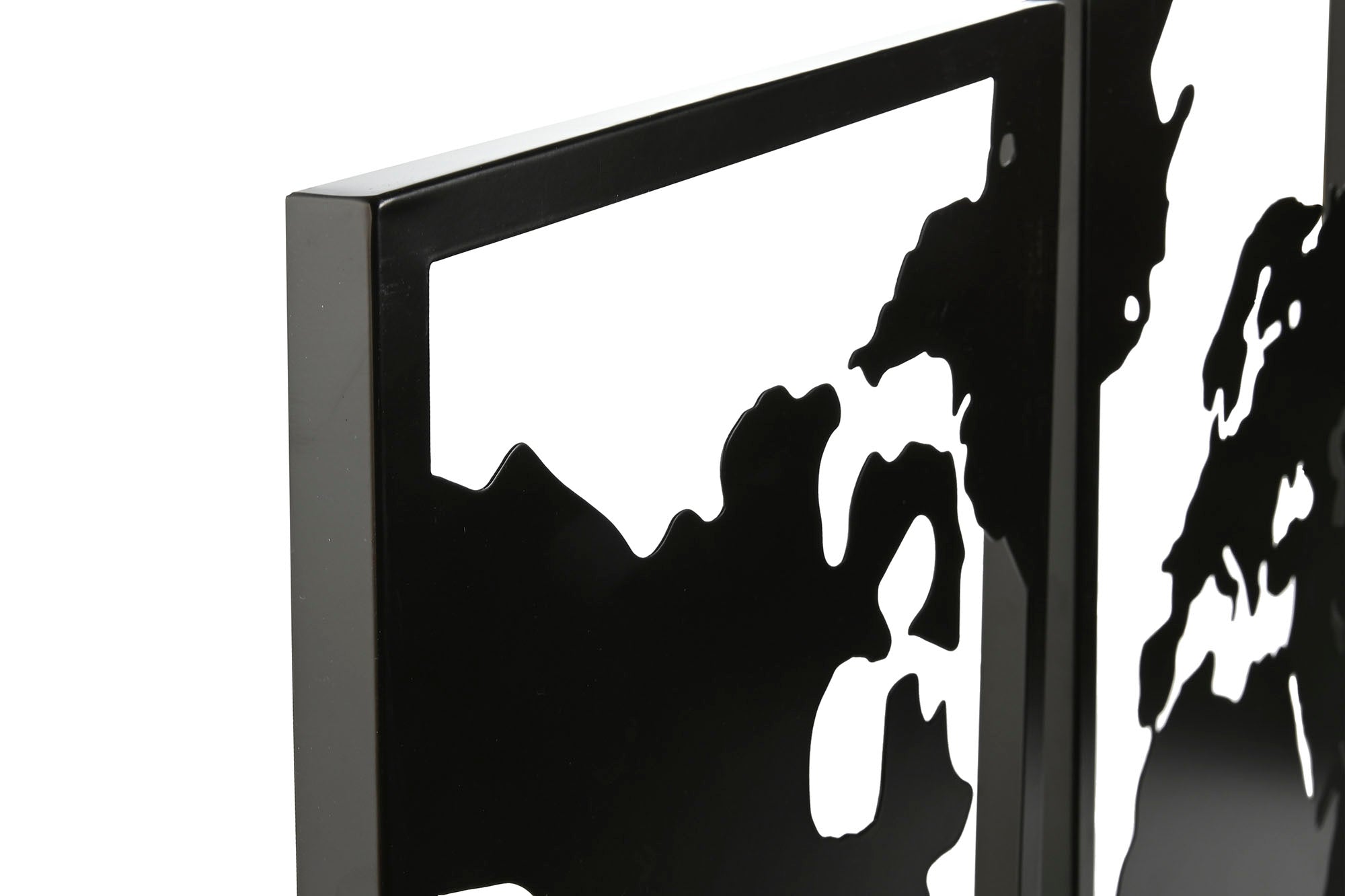 Decoracion Pared Set 3 Metal 90X2X60 Mapa Negro