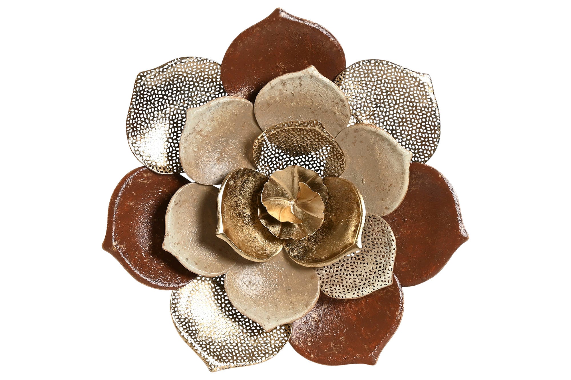 Decoracion Pared Metal 51X6,5X51 Flor Dorado