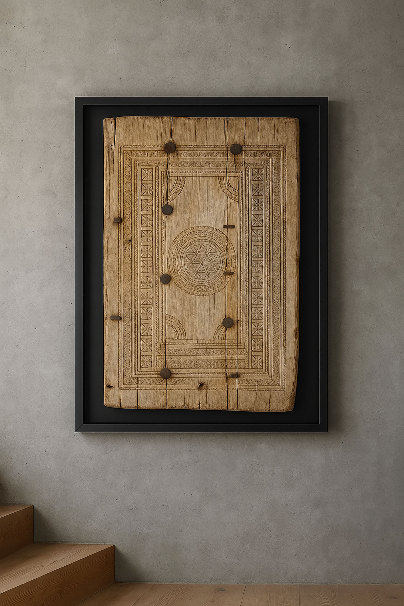 Decoracion Pared Teca 120X8X180 Puerta Antigua