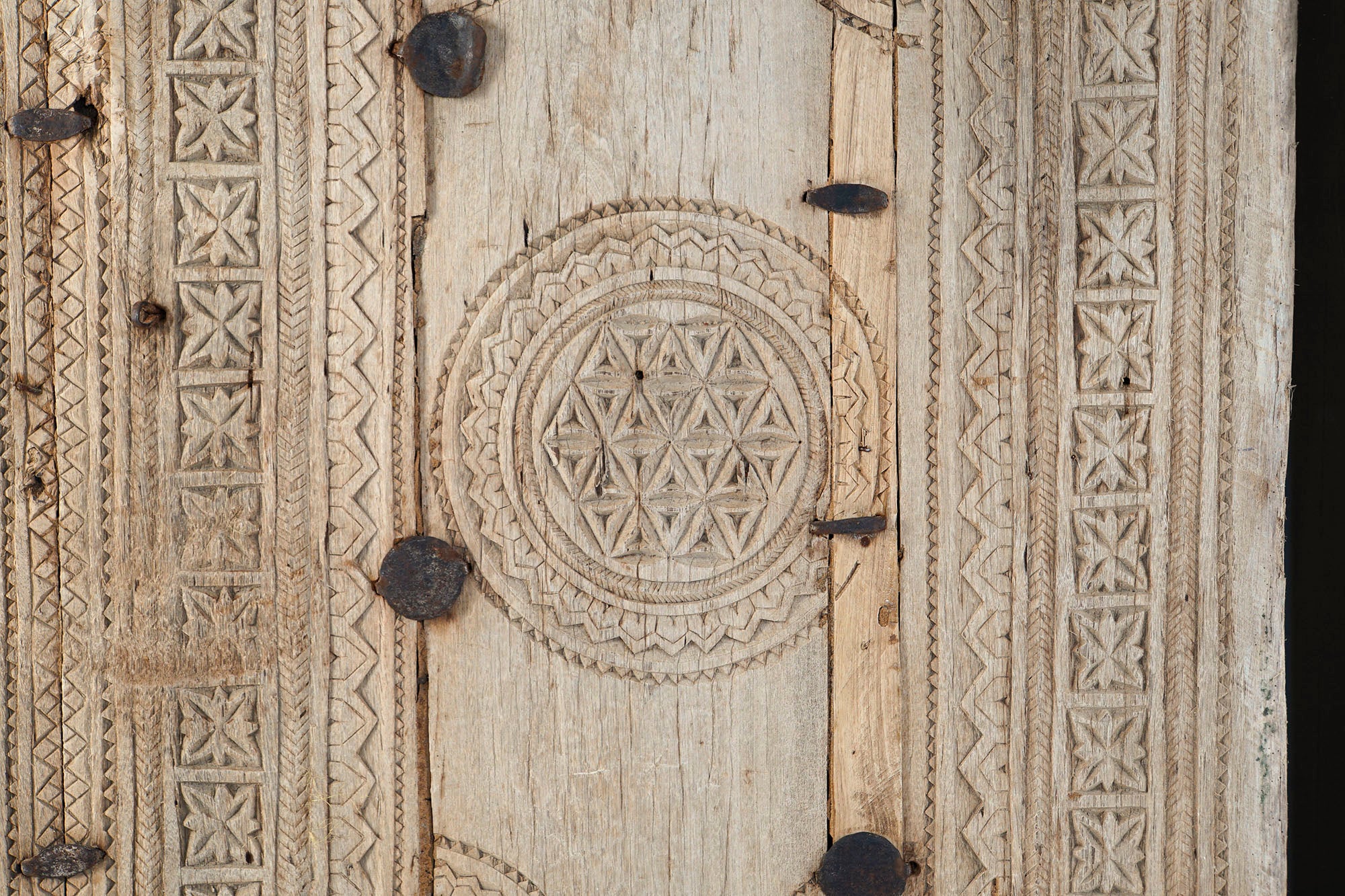 Decoracion Pared Teca 120X8X180 Puerta Antigua