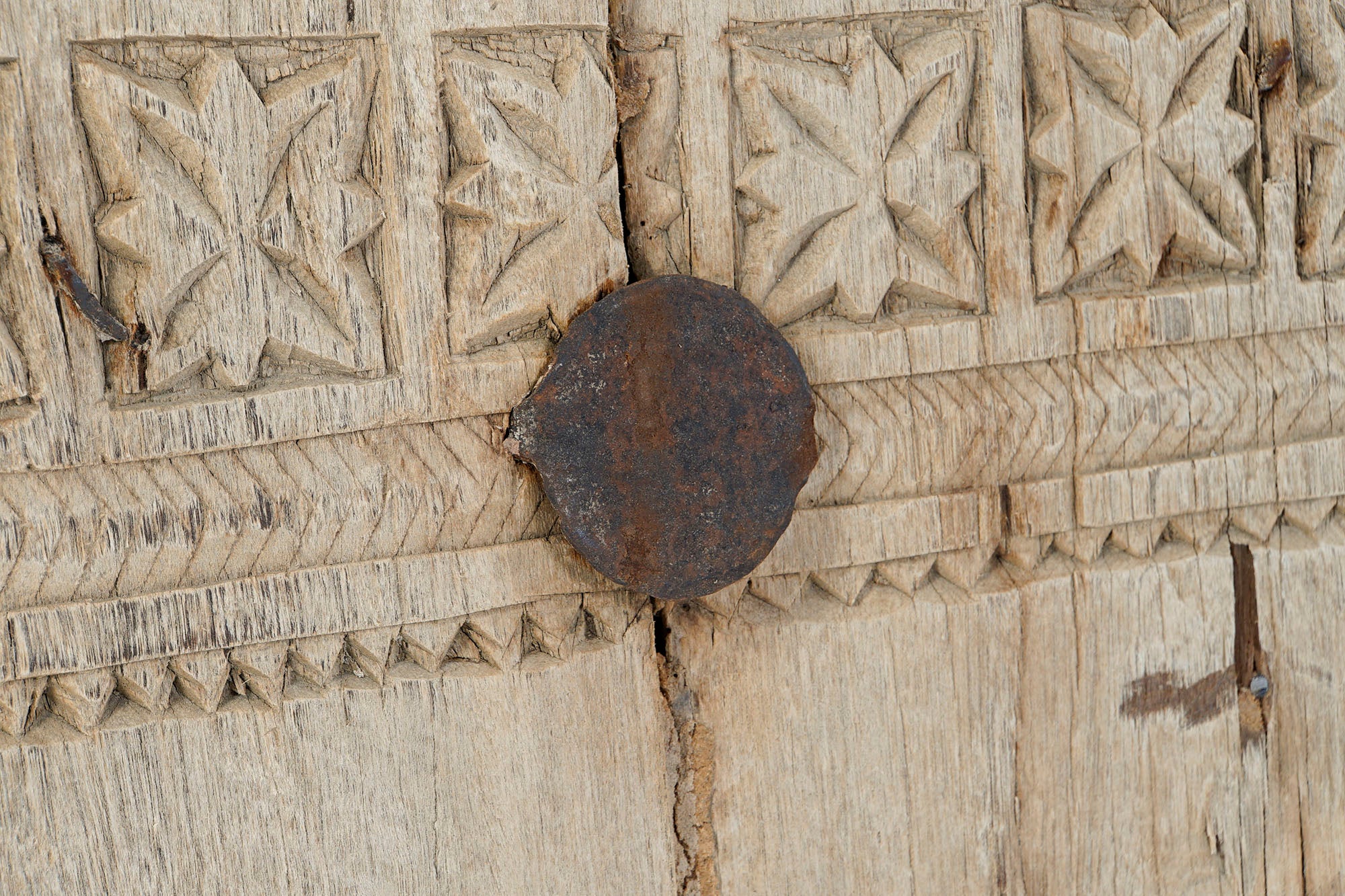 Decoracion Pared Teca 120X8X180 Puerta Antigua