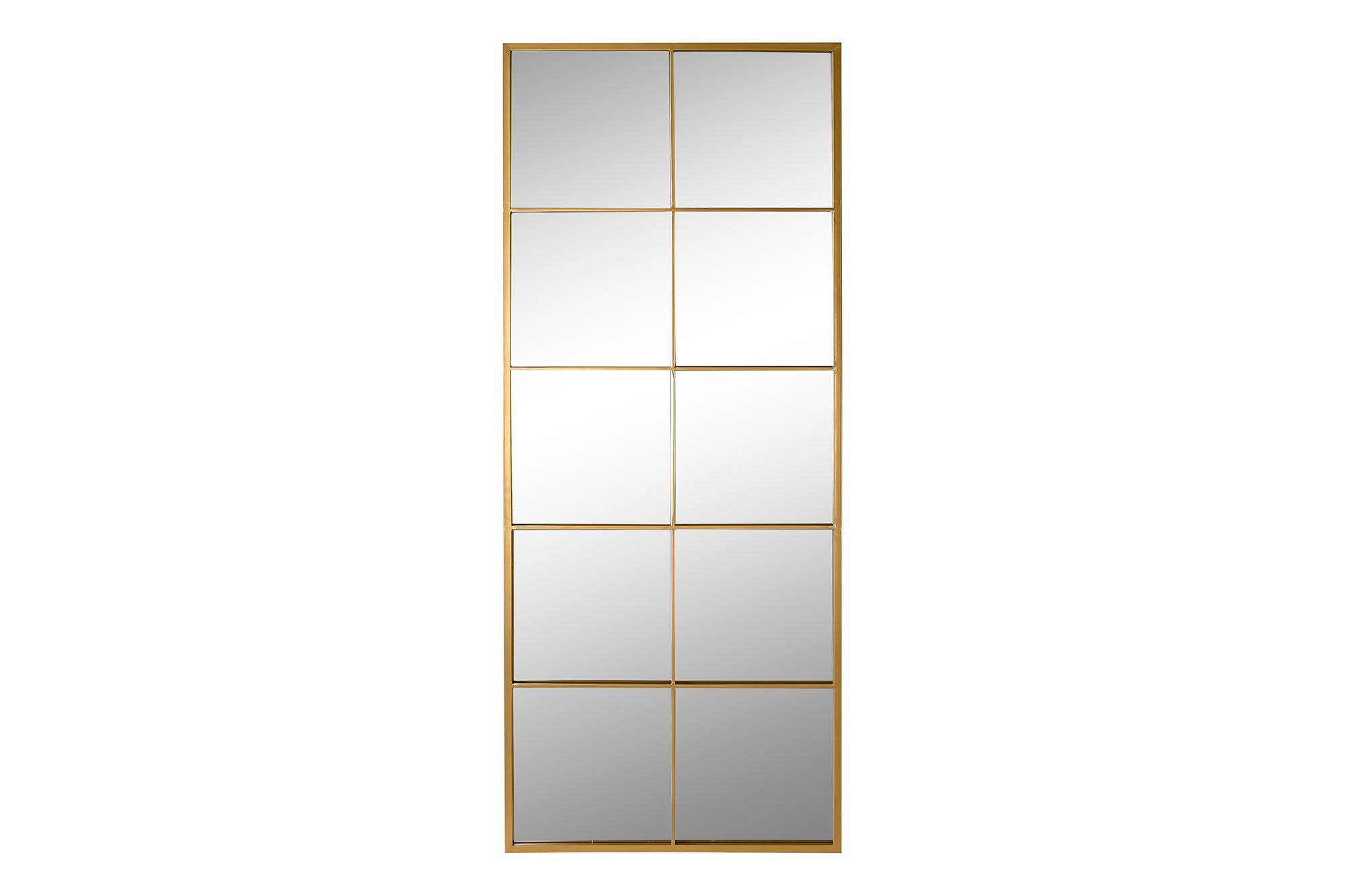 Espejo Hierro Cristal 60X2X150 Ventana Dorado