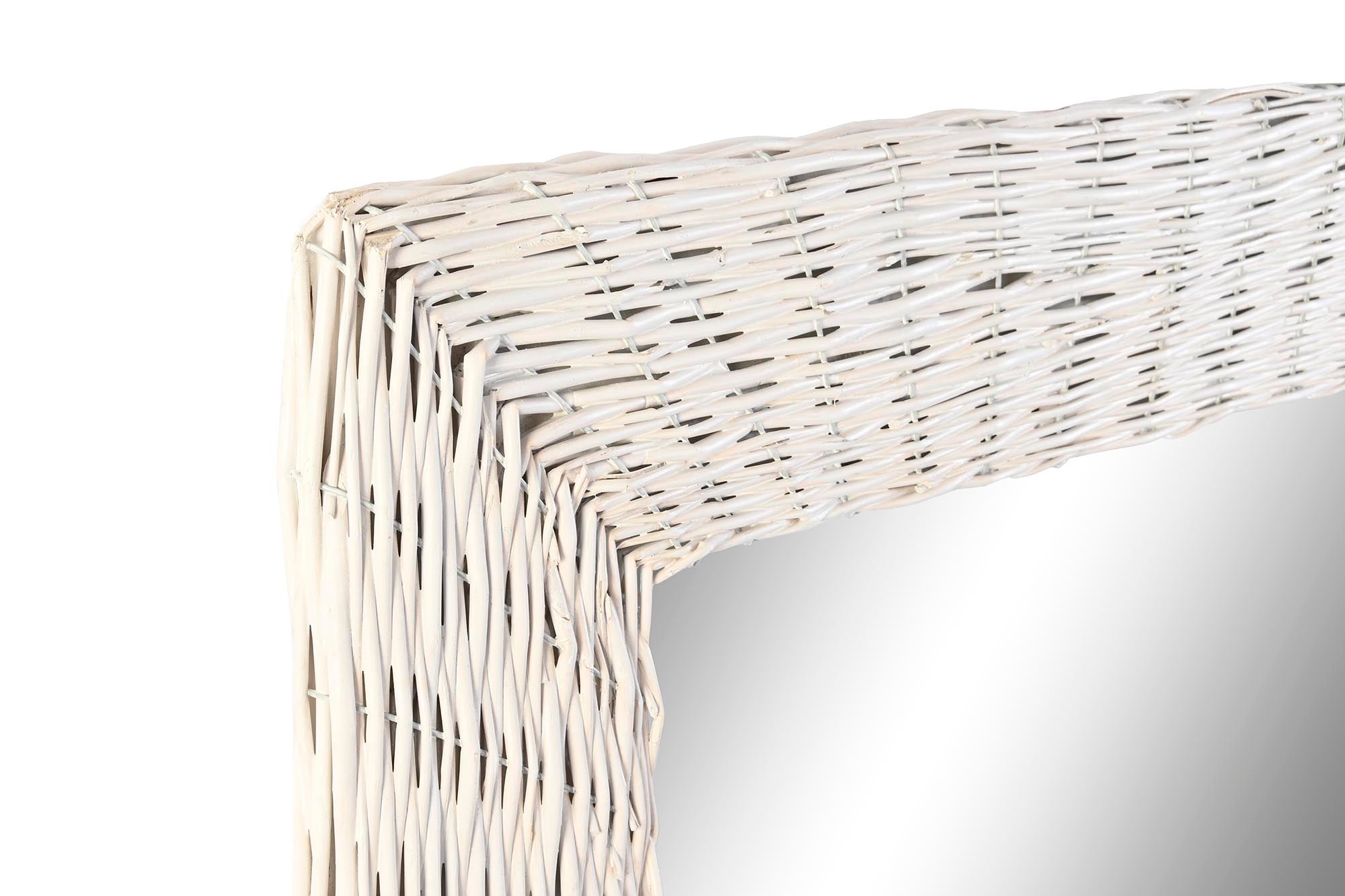 Espejo Mimbre Cristal 87X4X147 Trenzado Blanco