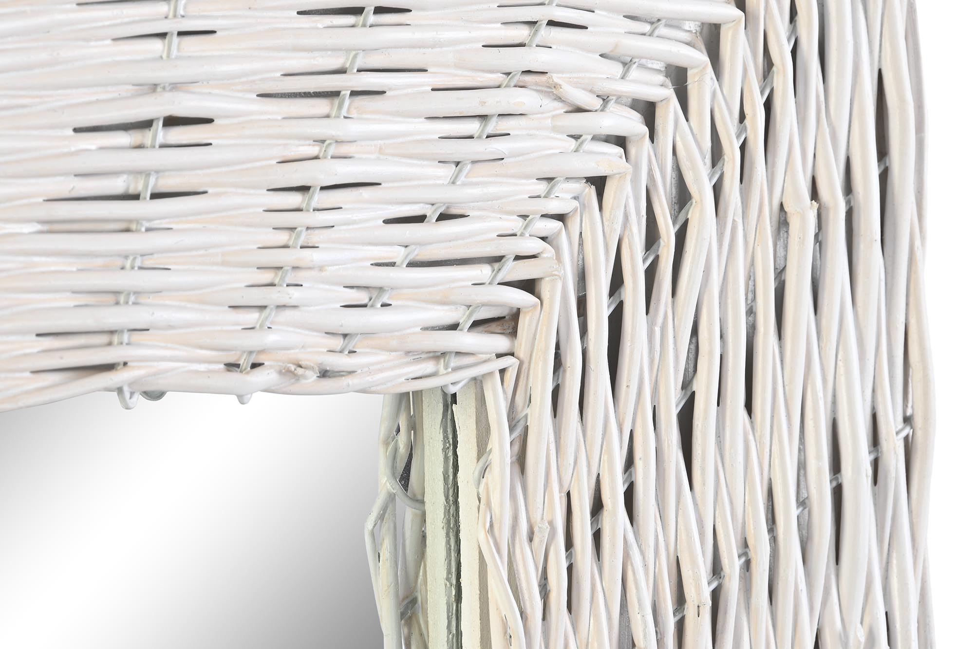 Espejo Mimbre Cristal 87X4X147 Trenzado Blanco