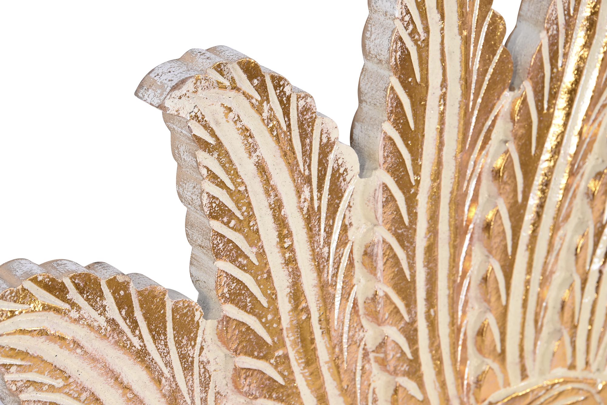 Espejo Mango Cristal 90X3X90 Plumas Decape Dorado