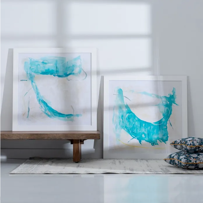 CUADRO ABSTRACTO TURQUESA LIENZO 113 X 2,80 X 113 CM