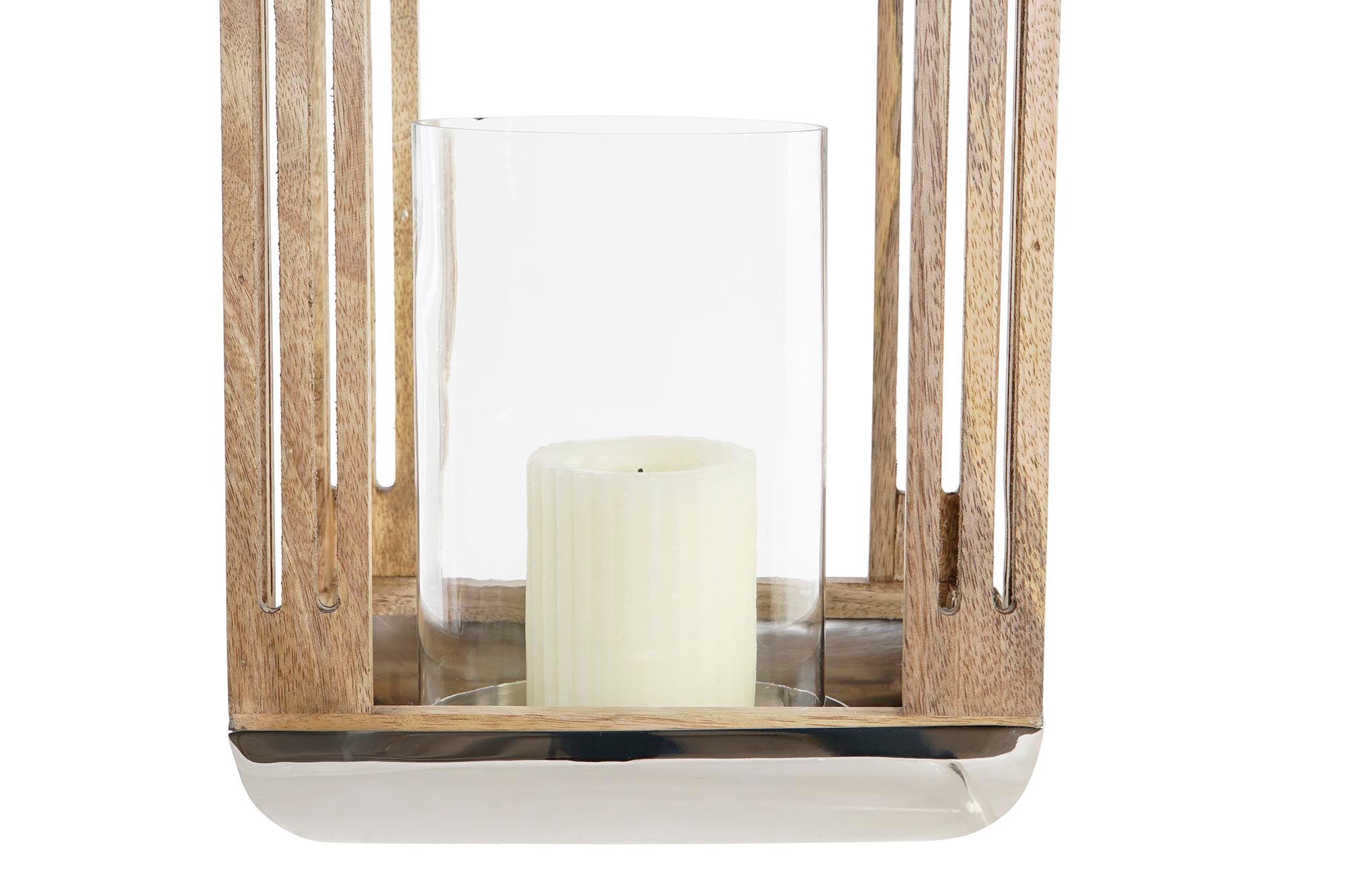 Farola Metal Cristal 23X23X36 Plateado