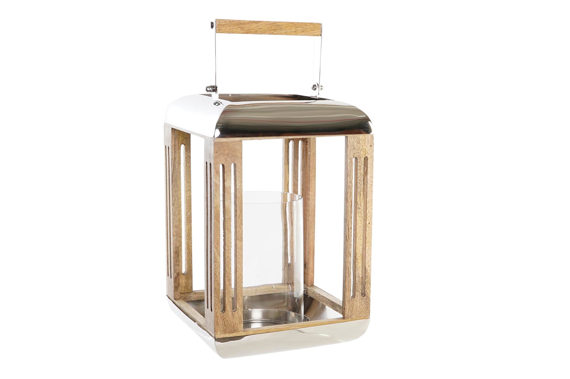 Farola Metal Cristal 23X23X36 Plateado