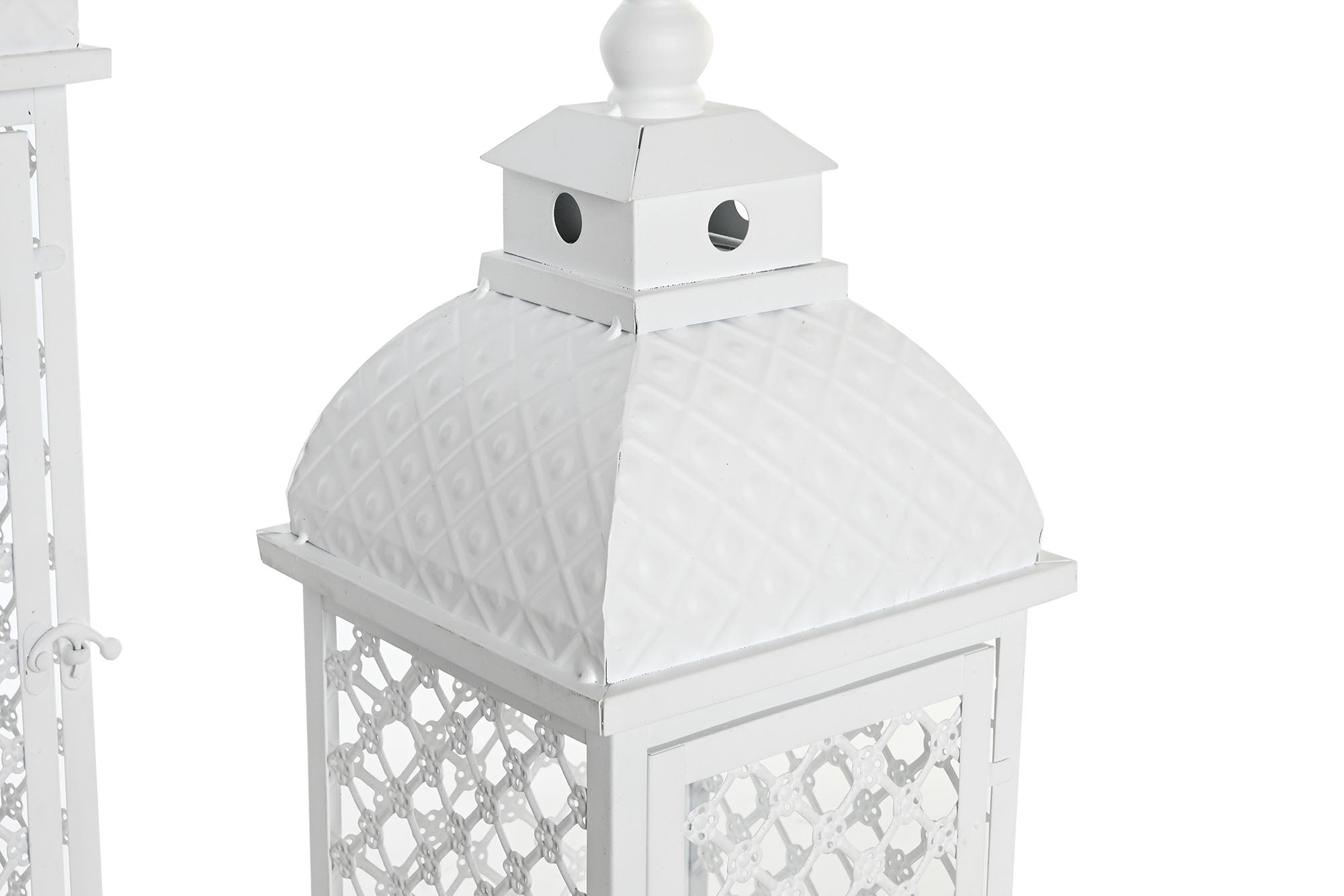 Farola Set 3 Metal 24X24X74 Desgastado Blanco