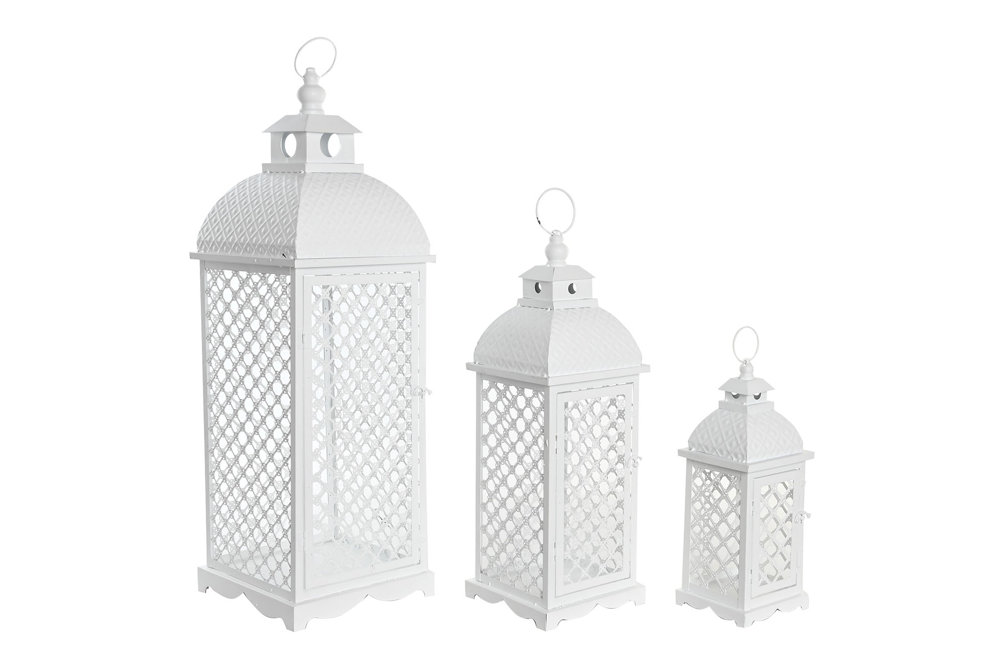 Farola Set 3 Metal 24X24X74 Desgastado Blanco