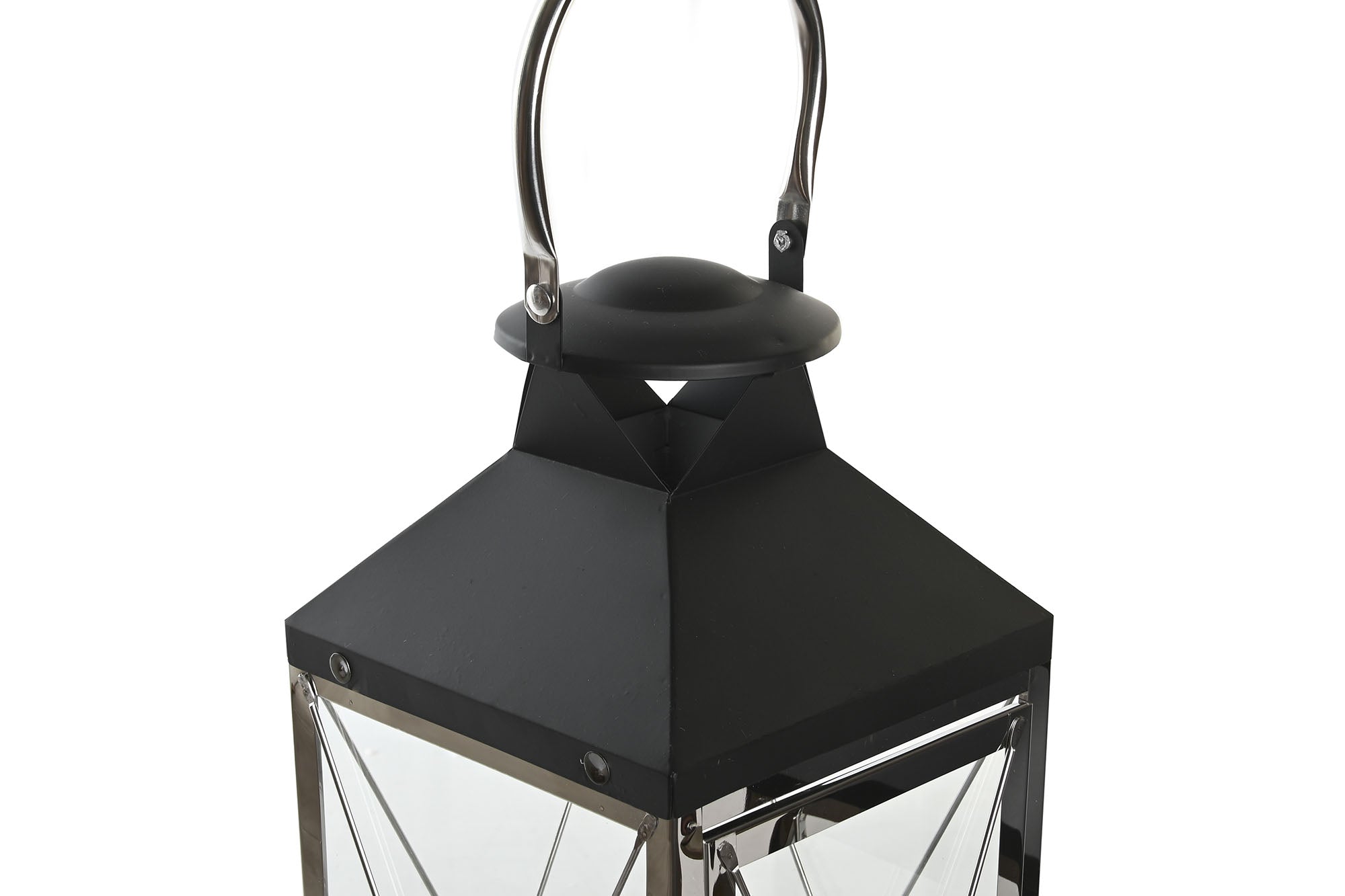 Farola Set 2 Acero Cristal 18X18X43 Cromado Negro