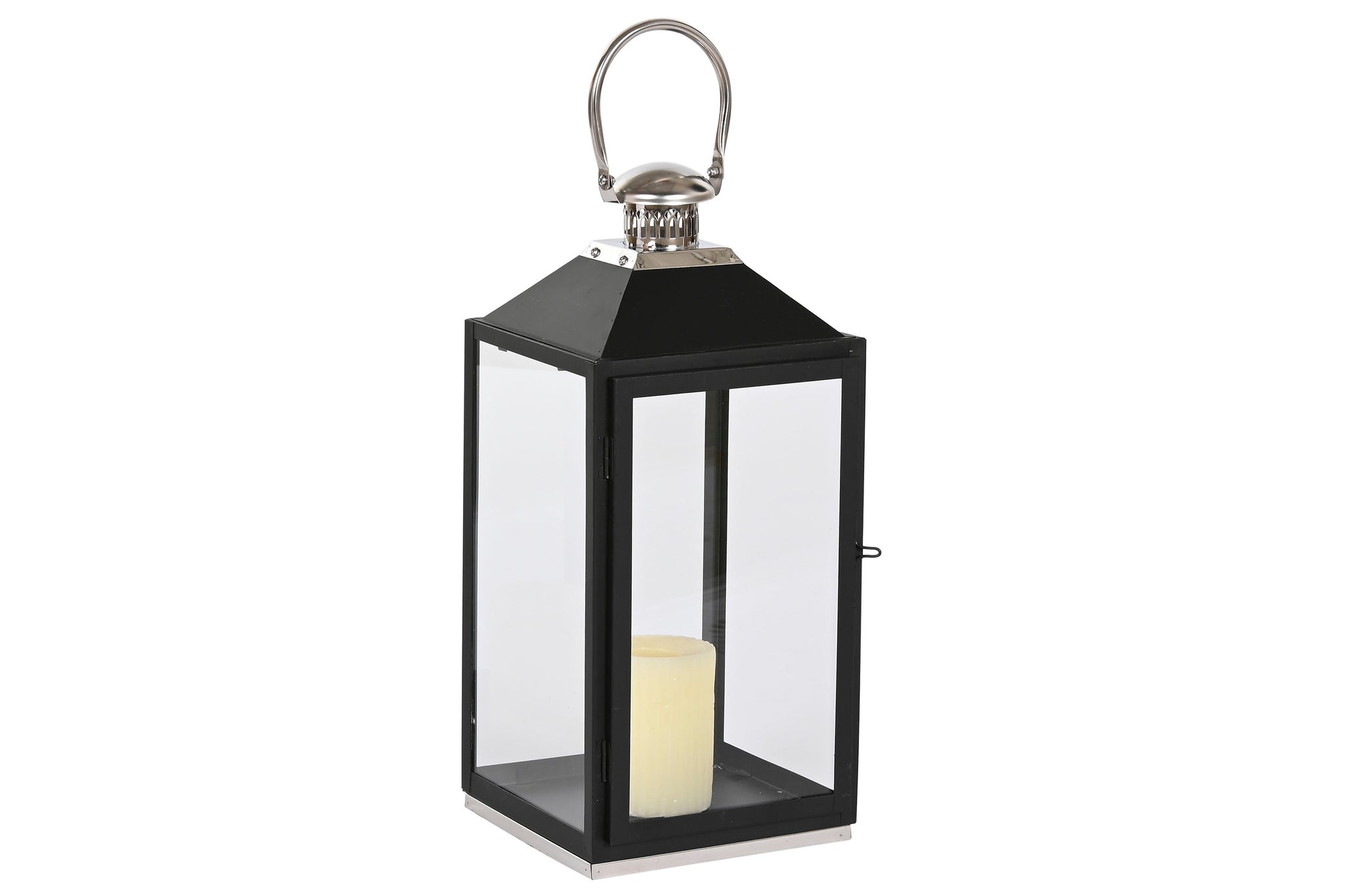 Conjunto de 2 postes de iluminação pública em aço e vidro 18x18x41 com alça preta